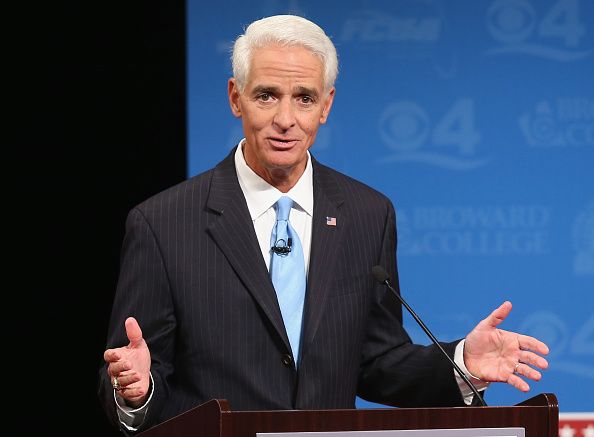 Former Florida governor and Democratic candidate for governor Charlie Crist speaks during a televised debate at Broward College in Davie, Fla., on Oct. 15, 2014 in Davie (Joe Raedle—Getty Images)