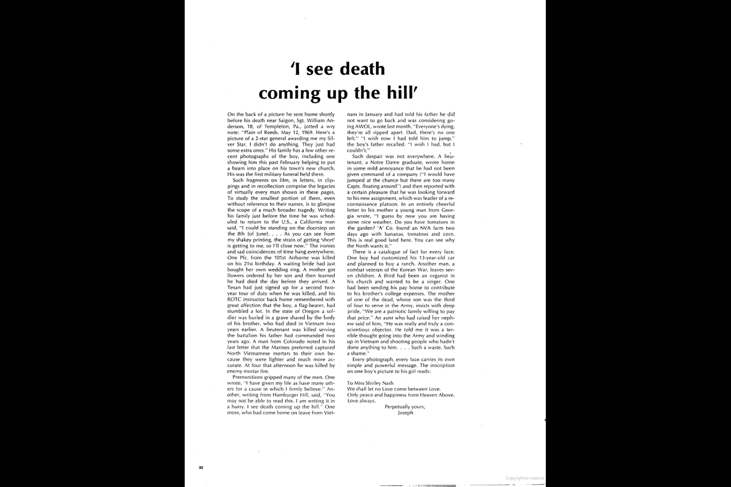 "Vietnam: One Week's Dead," LIFE magazine, June 27, 1969.