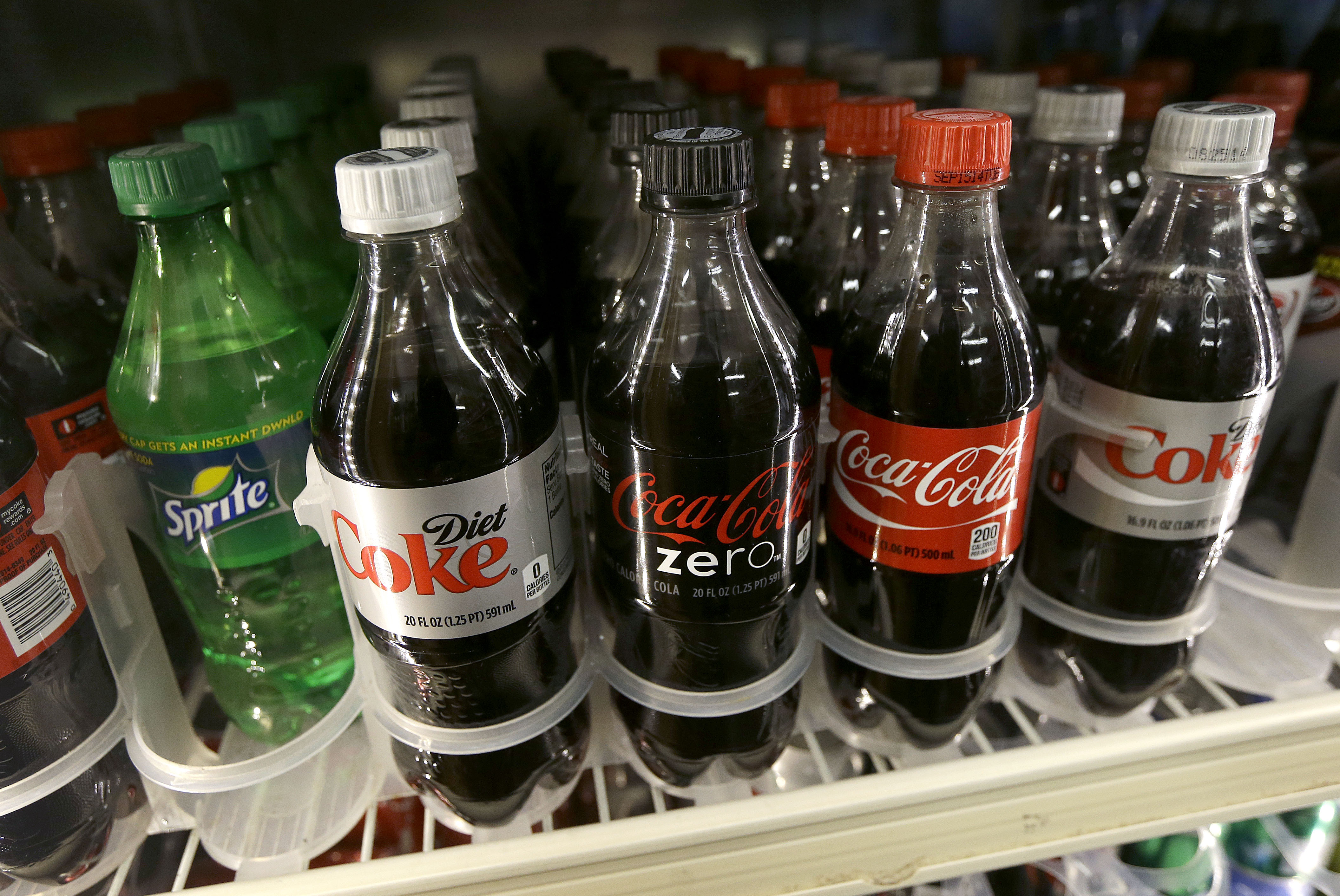 A shelf of soft drinks are shown in a refrigerator at K &amp; D Market in San Francisco, on Oct. 1, 2014. (Jeff Chiu—AP)