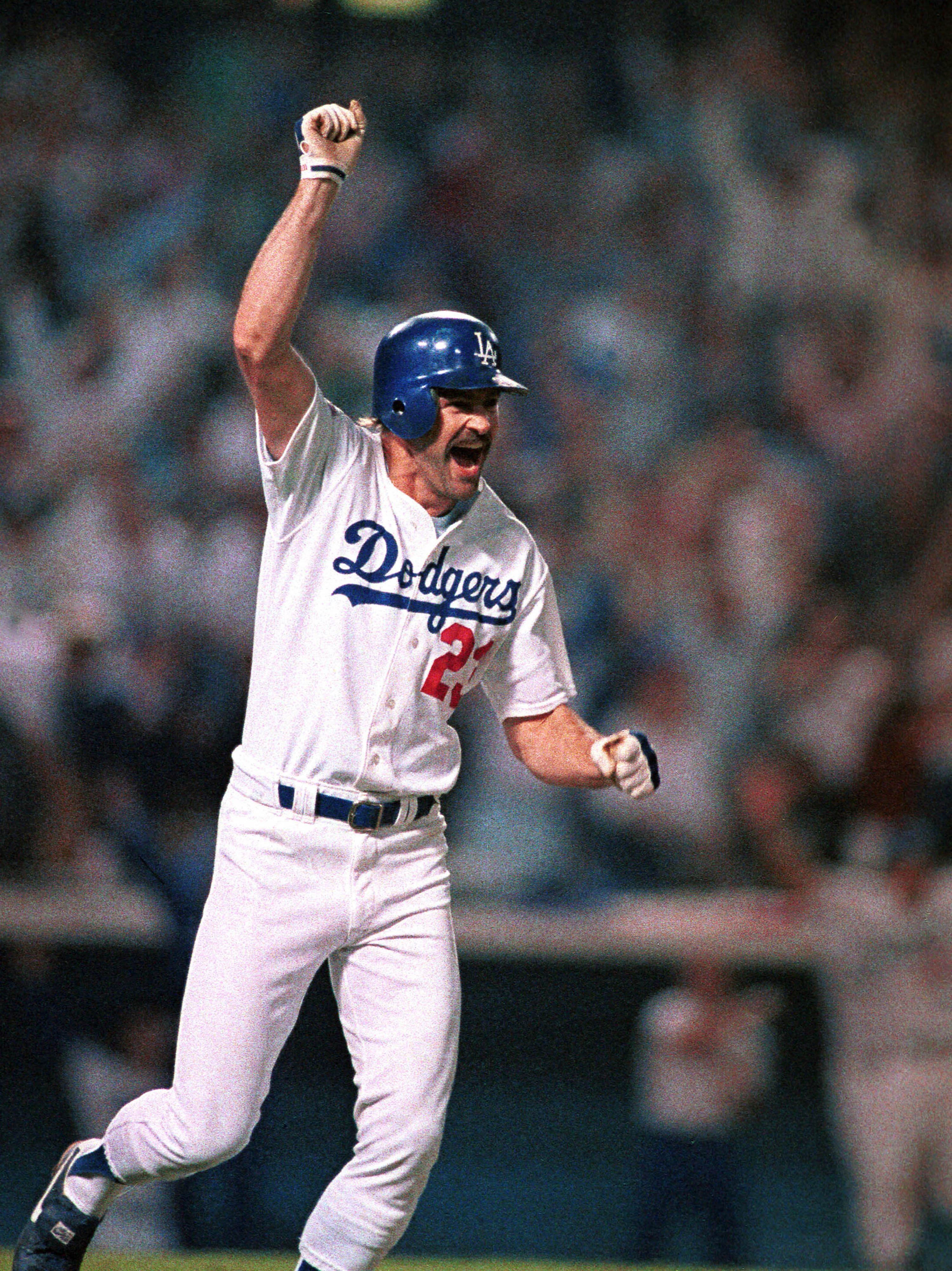 Oct. 15, 1988: Game 1, Los Angeles Dodgers Versus the Oakland Athletics.  Dodger Manager Tommy Lasorda calls for a pinch hitter in the bottom of the 9th, for his pitcher, Alejandro Pena, and puts in Kirk Gibson, who prior to the game had trouble even walking, it was widely known his knees were in bad condition.  Gibson would hit a walk-off home run to win the game for the Dodgers.