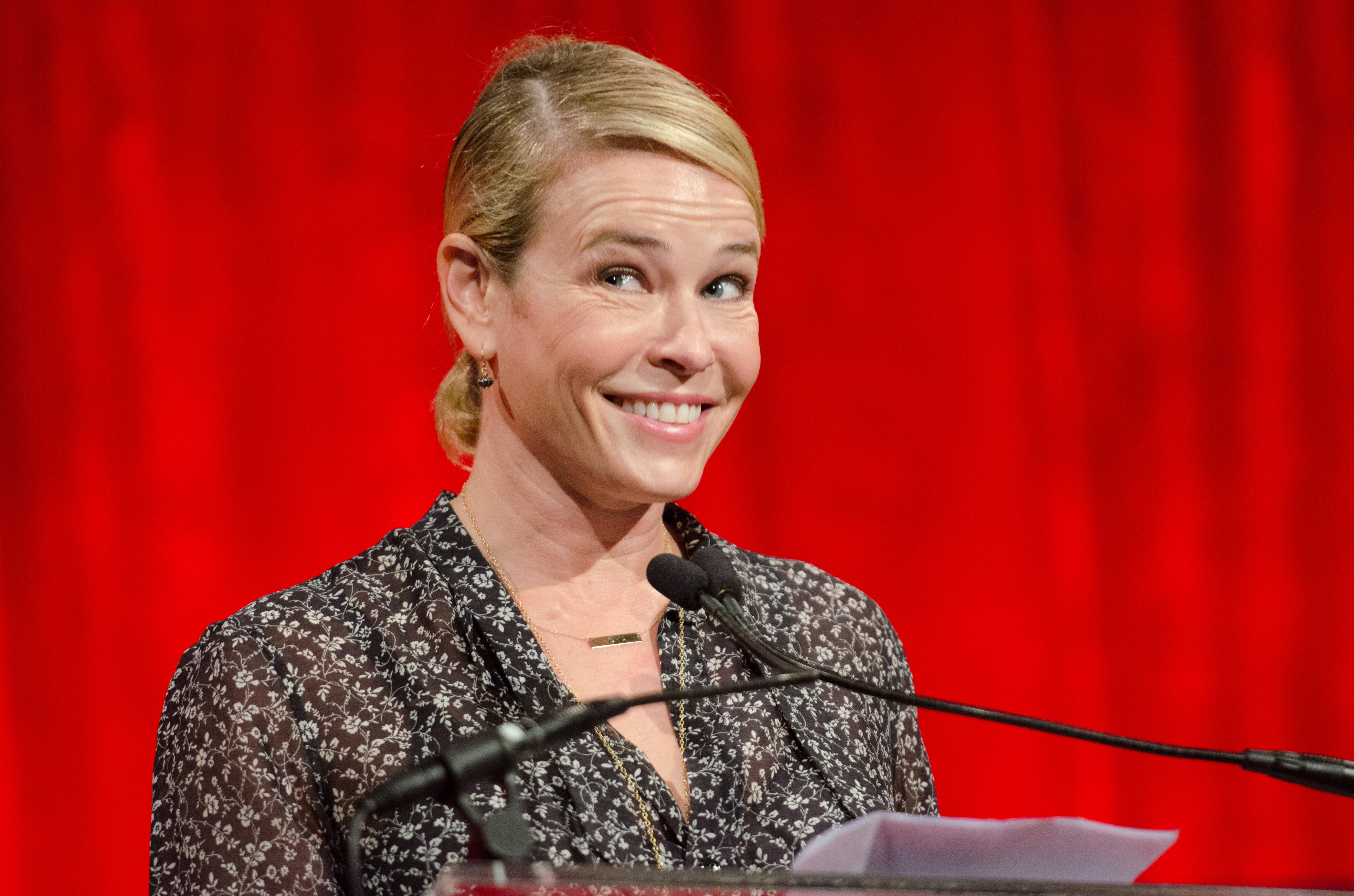 Chelsea Handler speaks at the Ms. Foundation for Women Gloria Awards at Cipriani 42nd Street on Thursday, May 1, 2014 in New York. (Scott Roth—Scott Roth/Invision/AP)