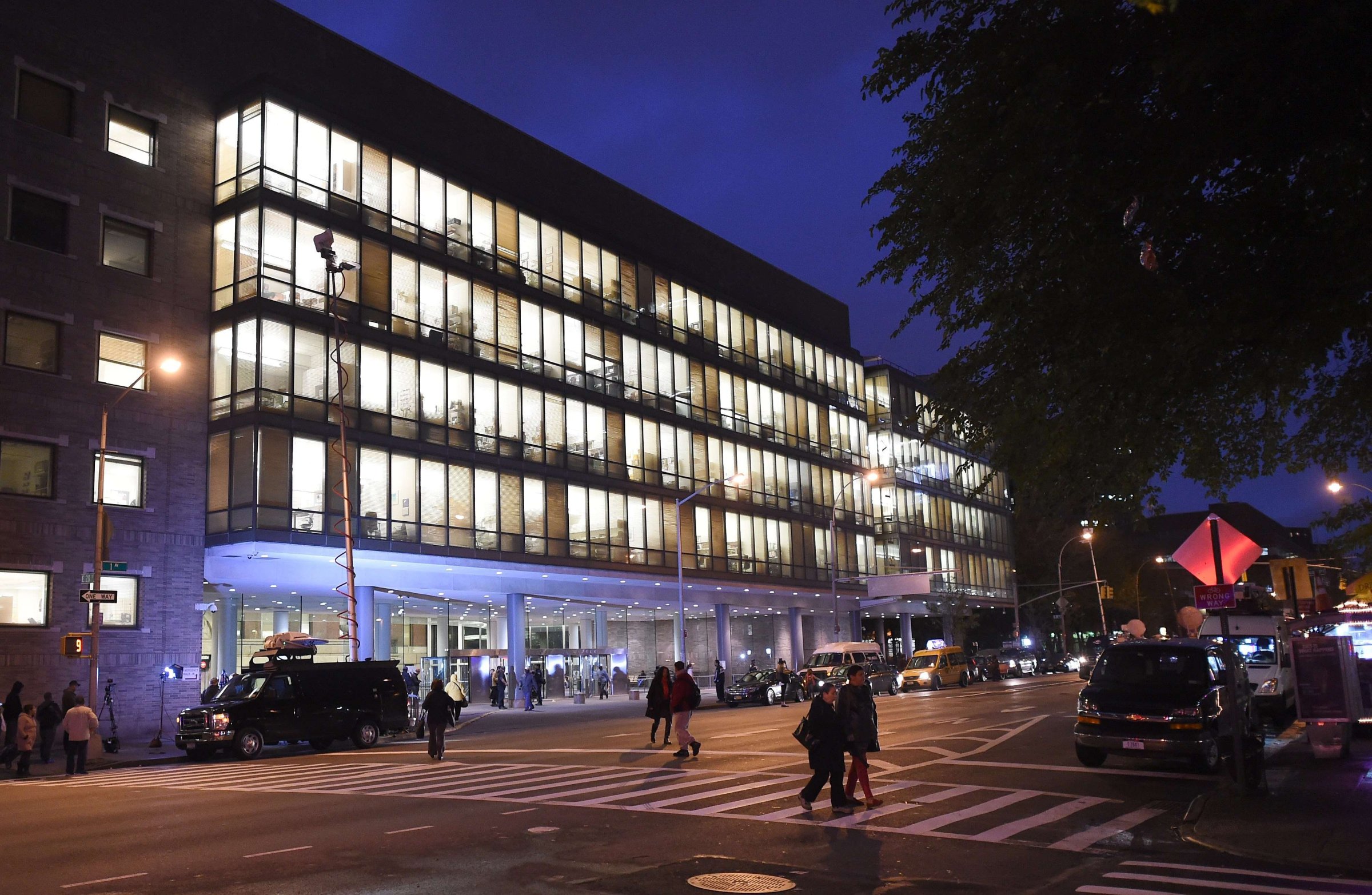 The entrance to Bellevue Hospital on Oct. 23, 2014 after a doctor who recently returned to New York from West Africa was rushed with a fever t o be tested for possible Ebola, the city's health department said.