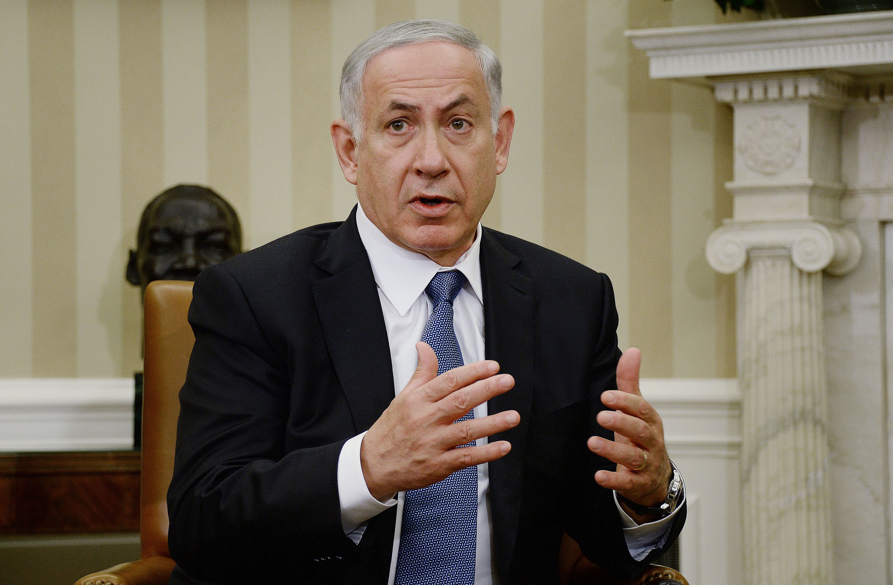Prime Minister Benjamin Netanyahu of Israel in the Oval Office of the White House on Oct. 1, 2014 in Washington, DC. (Olivier Douliery—Corbis)