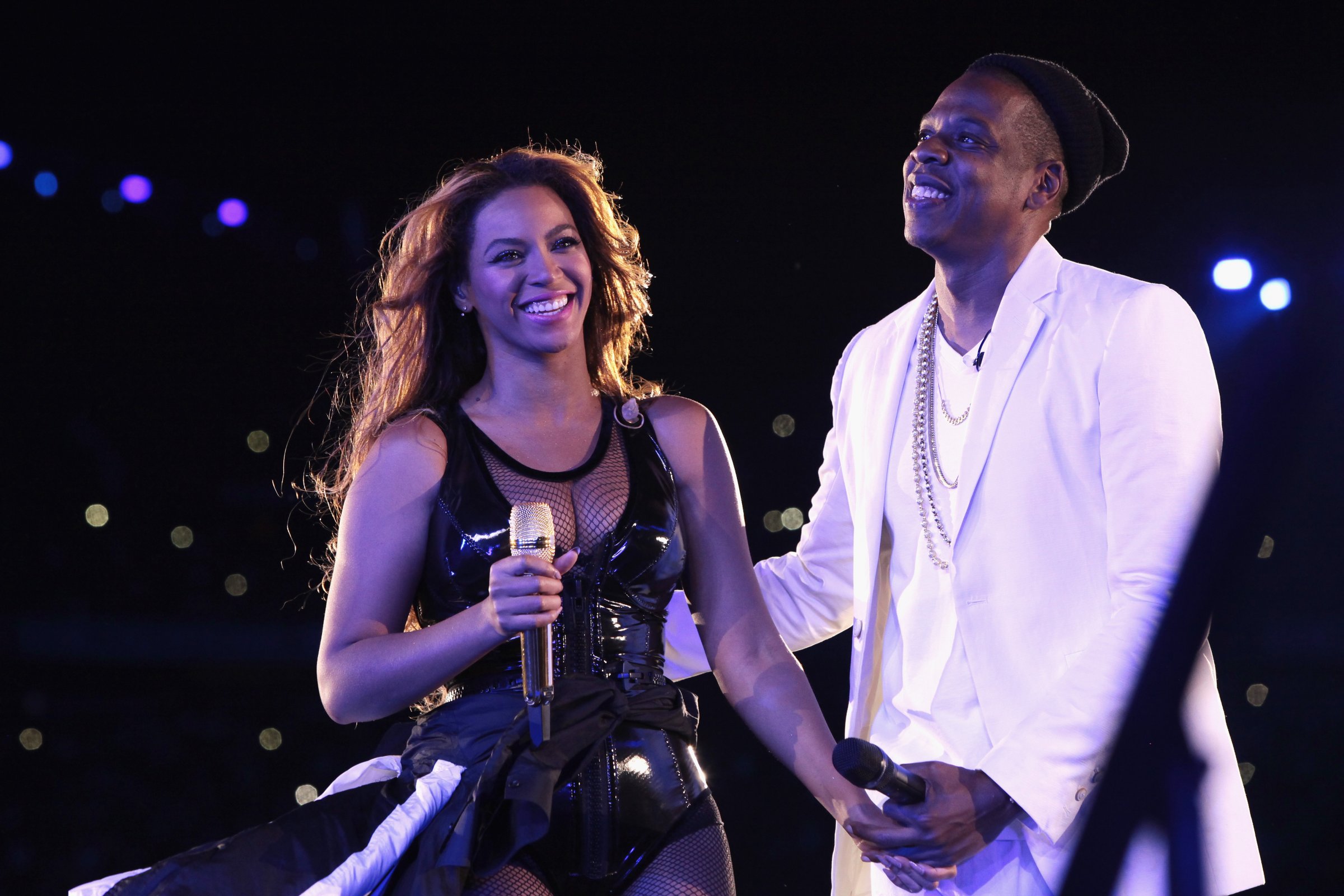 Beyonce and Jay-Z perform during the "On The Run Tour: Beyonce And Jay-Z" at the Stade de France on Sept. 12, 2014 in Paris.