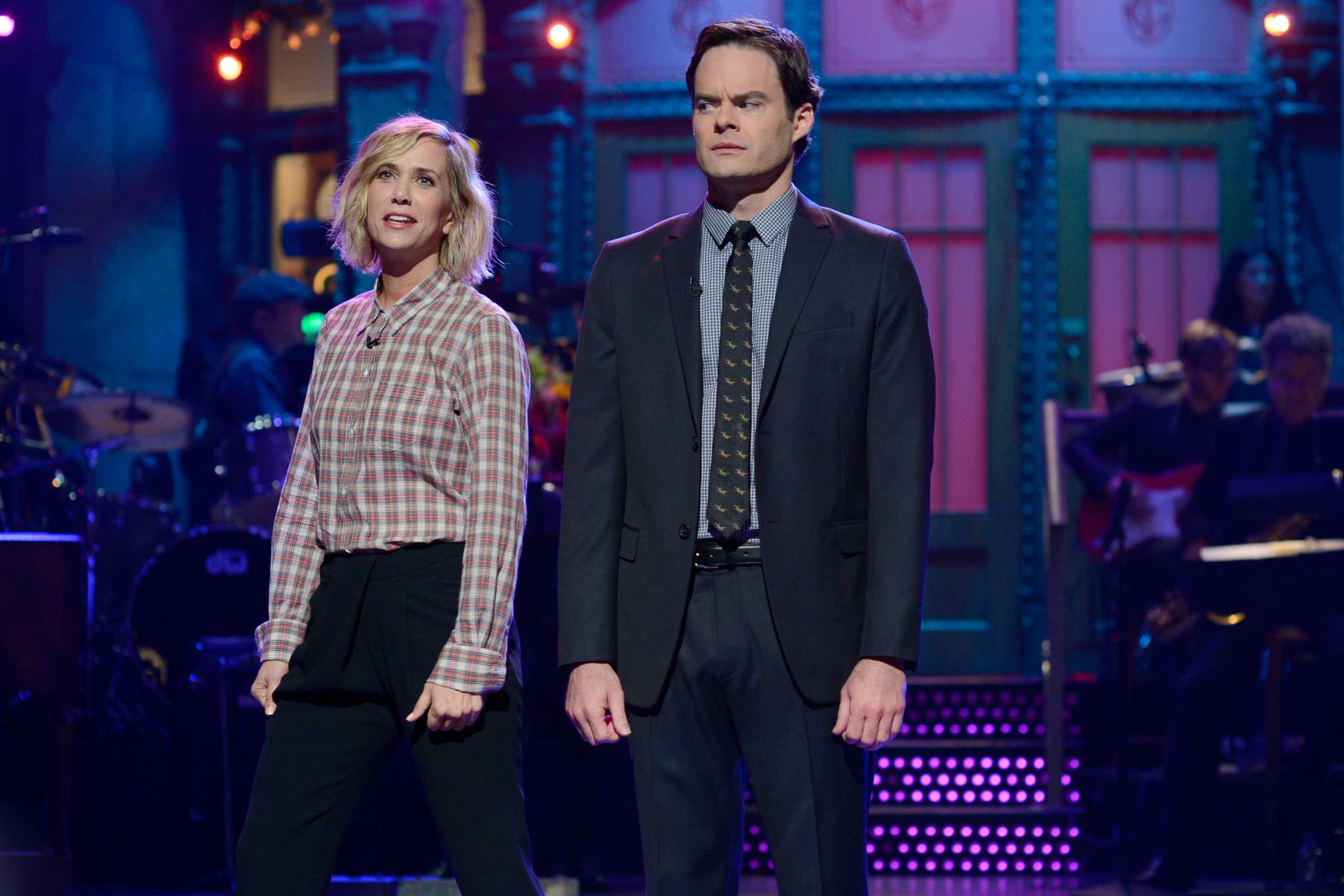 Kristen Wiig and Bill Hader on Saturday Night Live on Oct. 11, 2014.
