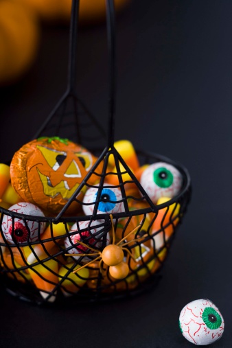 Halloween candy in basket