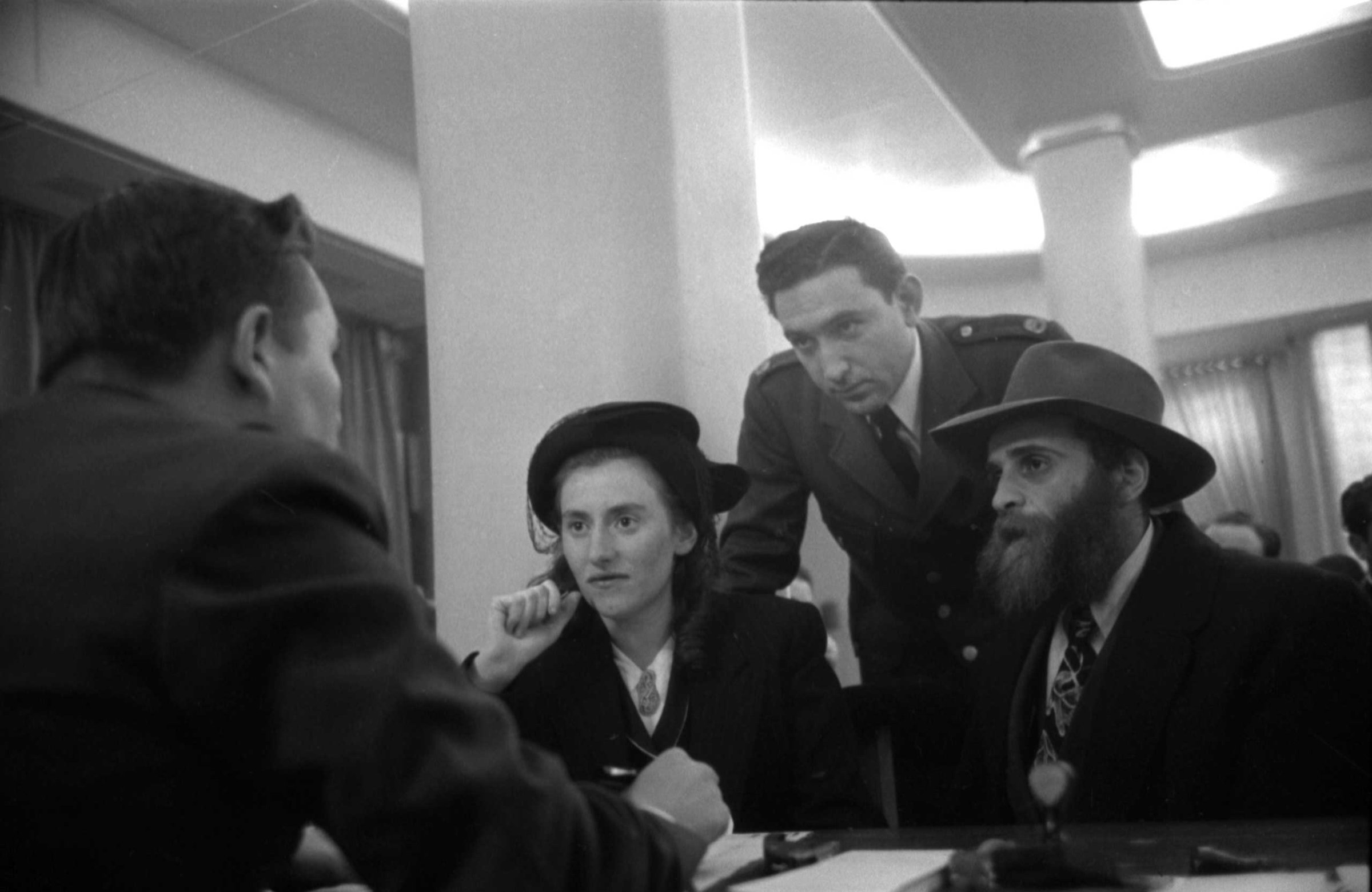 Rachel and Schulim Pewzner, from Warsaw, Poland, interviewed at Ellis Island, 1950.