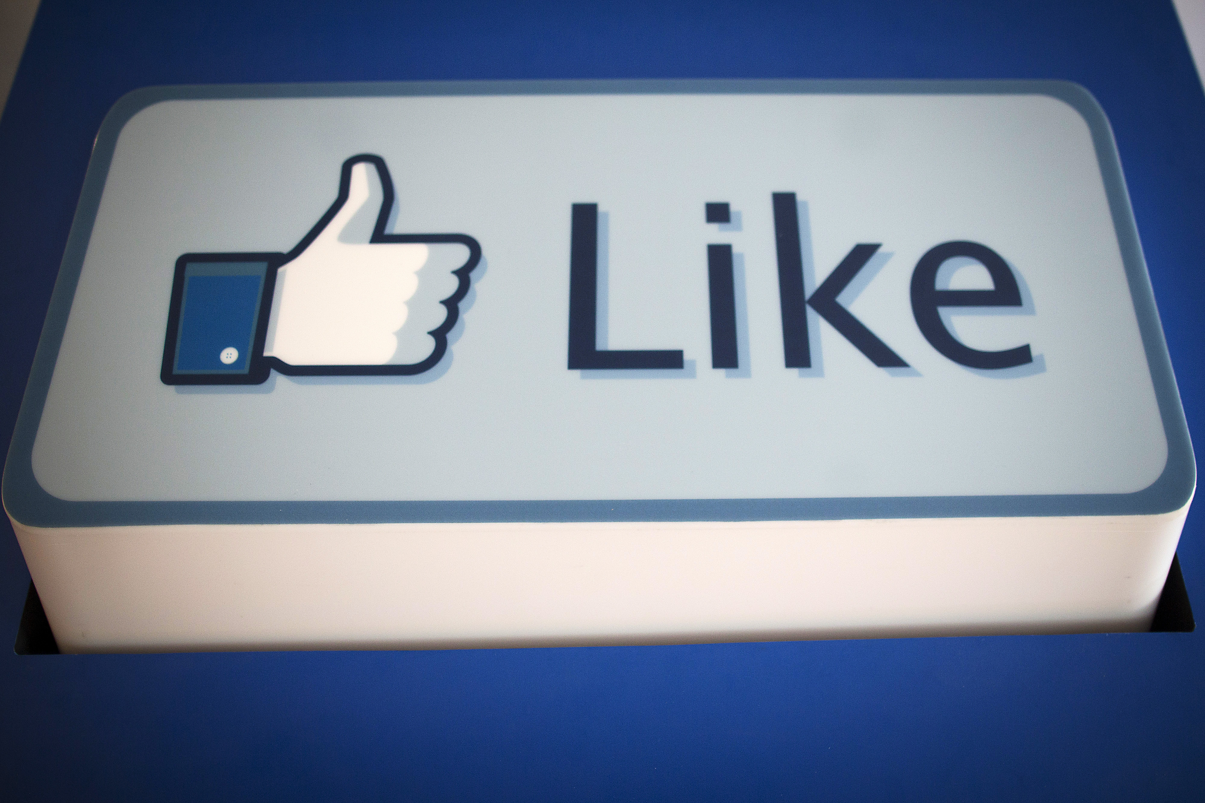 A Facebook Inc. "Like" logo sits on display at the company's  new data storage center near the Arctic Circle in Lulea, Sweden, on June 12, 2013. (Bloomberg—Getty Images)