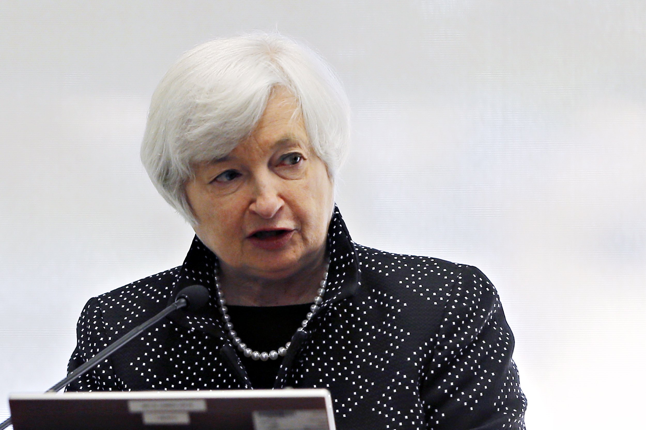U.S. Federal Reserve Chair Janet Yellen speaks at the Federal Reserve Bank of Boston Economic Conference on Inequality of Economic Opportunity in Boston on Oct. 17, 2014. (Brian Snyder—Reuters)