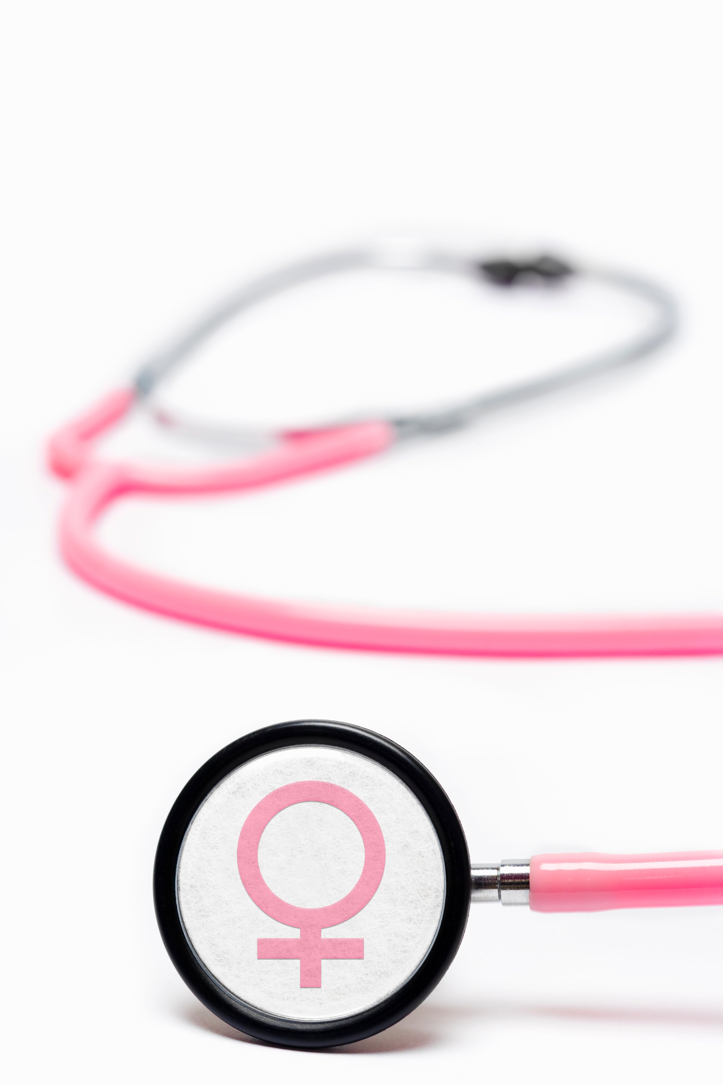 Pink stethoscope with female symbol