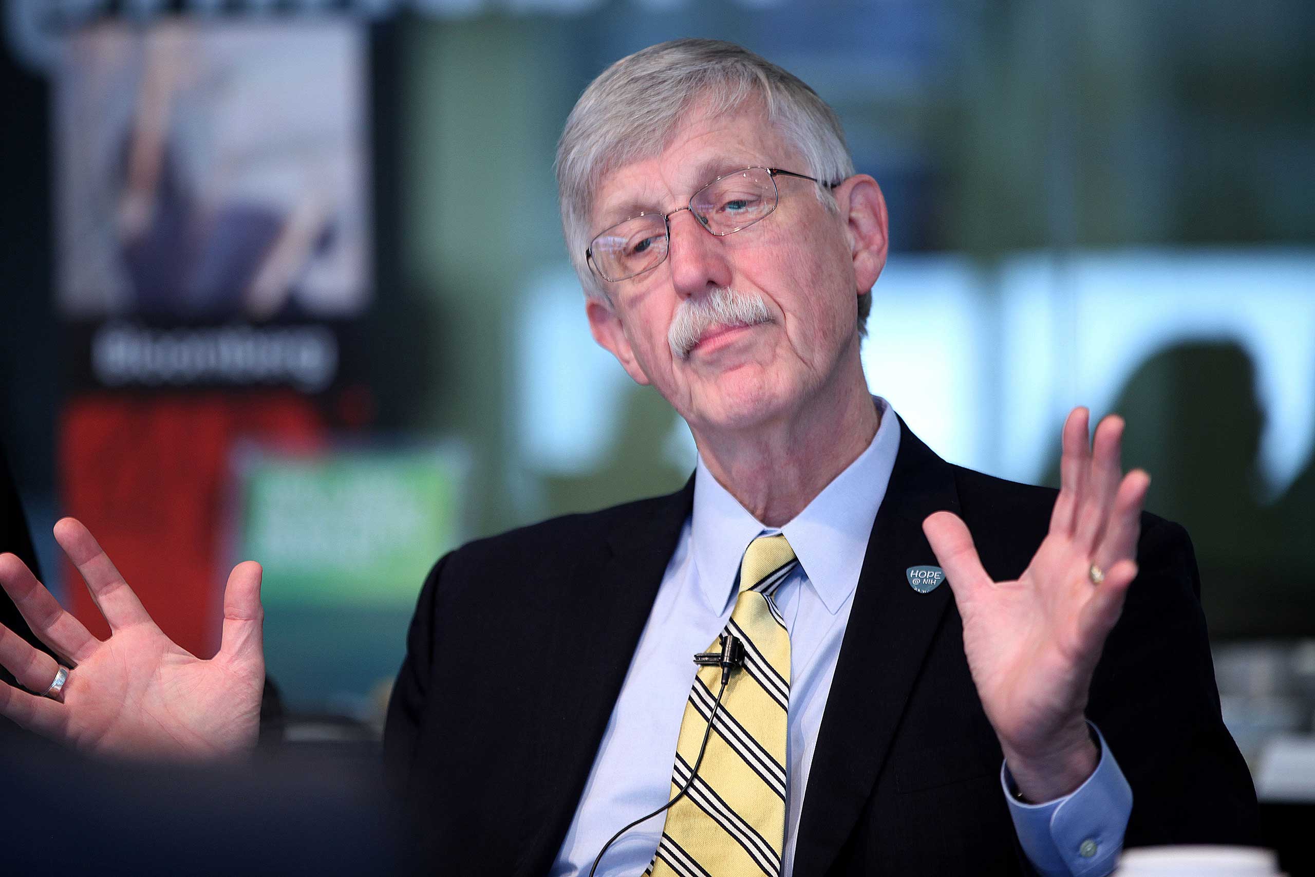 National Institutes of Health Director Francis Collins speaks during an interview in Washington on April 11, 2014. (Bloomberg/Getty Images)