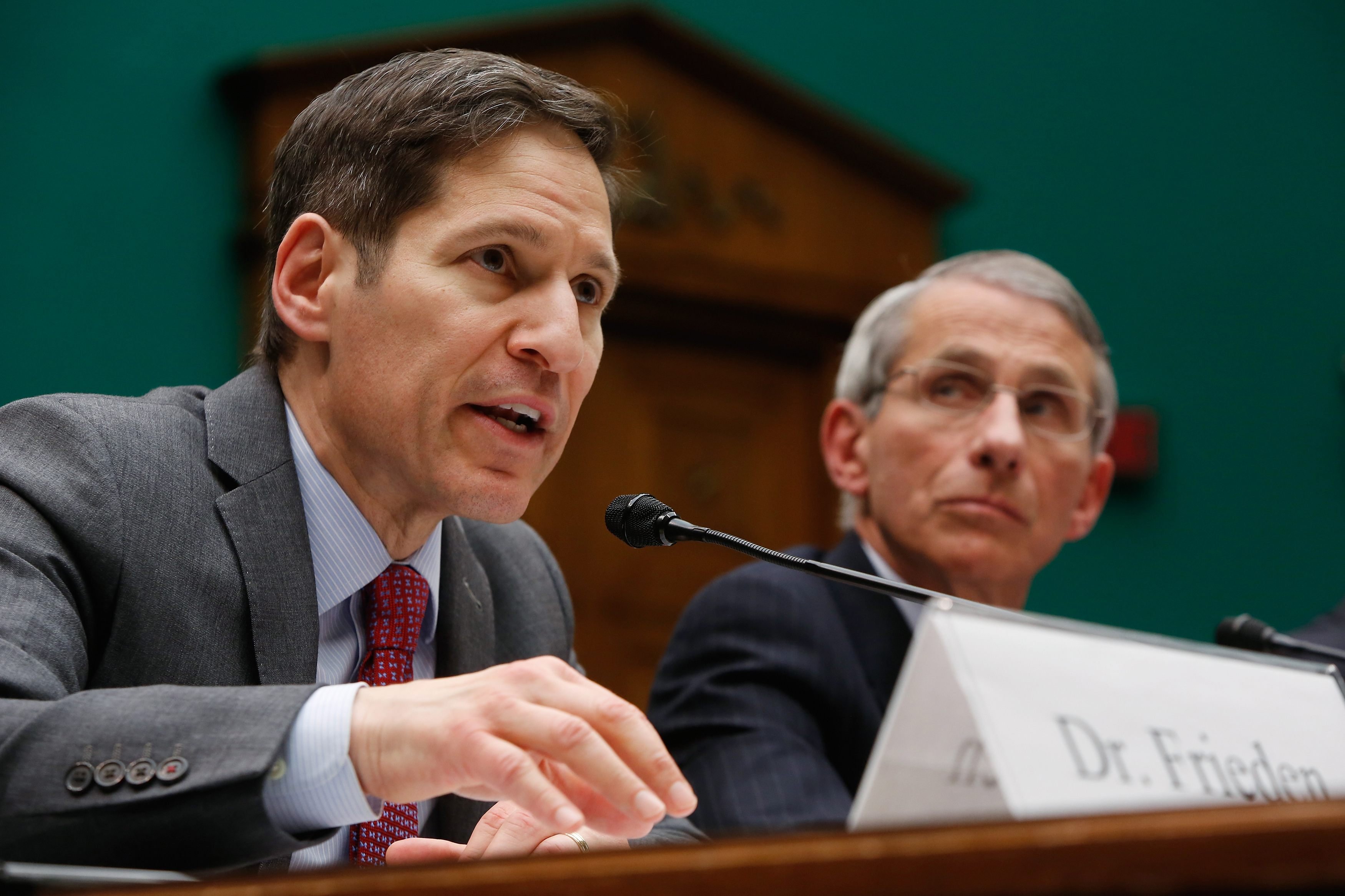 From Left: Center for Disease Control and Prevention Director Tom Frieden and National Institute of Allergy and Infectious Disease Director Anthony Fauci testify before a House Energy and Commerce Oversight and Investigations Subcommittee hearing on the U.S. response to the Ebola crisis, in Washington D.C. on Oct. 16, 2014. (Jonathan Ernst—Reuters)