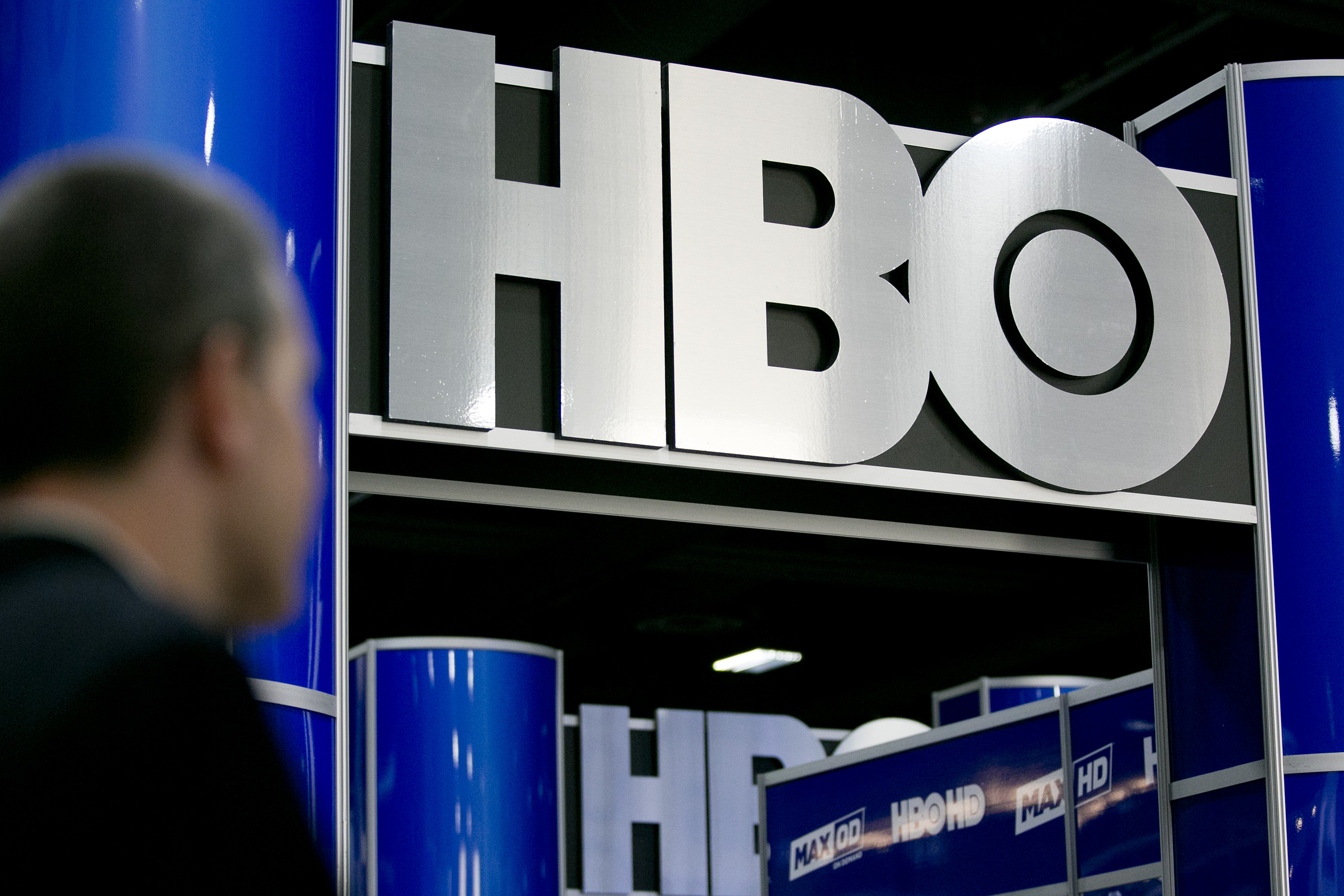 The logo of Home Box Office Inc. (HBO) is seen on the exhibit floor during the National Cable and Telecommunications Association (NCTA) Cable Show in Washington on June 11, 2013. (Bloomberg/Getty Images)