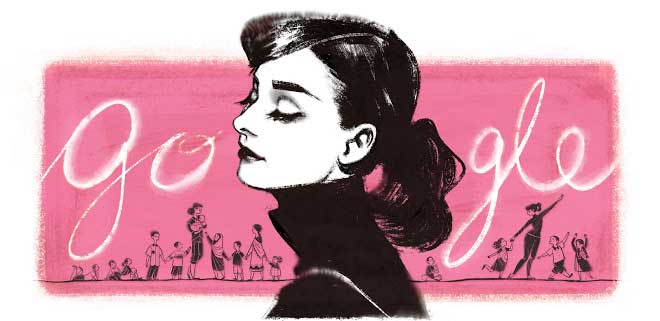 May 4 2014 For the Audrey Hepburn doodle http://time.com/87152/google-doodle-audrey-hepburn/ the doodle team adapted an image from a 1956 black and white photograph taken by Yousuf Karsh.