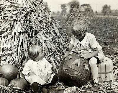 Two Young Girls Carving Pumpkin in Golf, Illinois