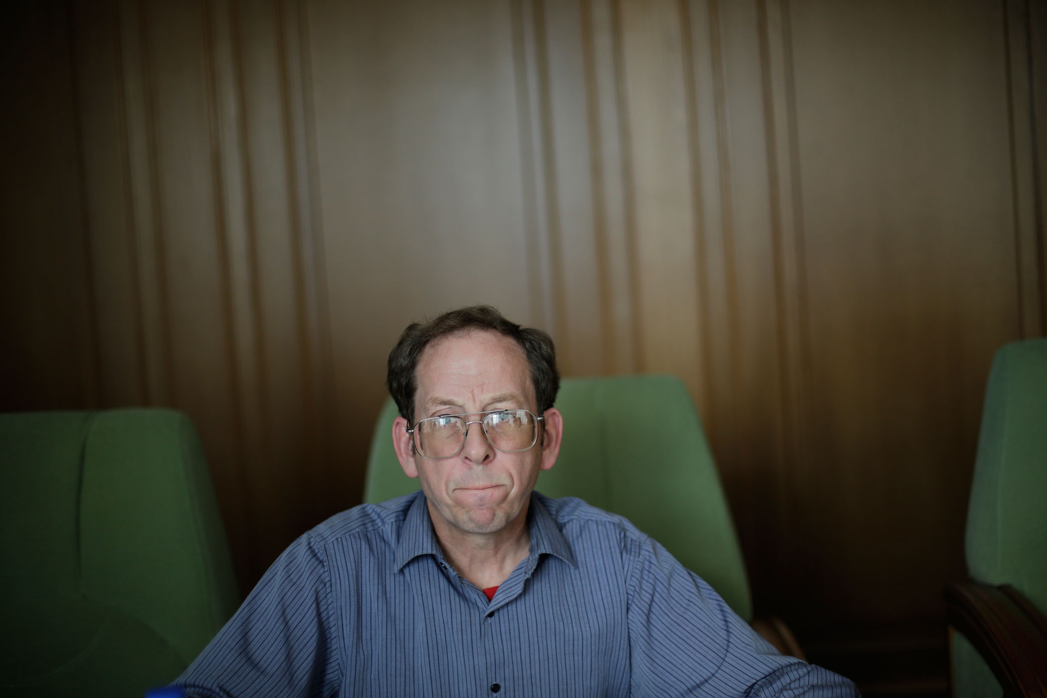 Jeffrey Fowle, an American detained in North Korea speaks to the Associated Press, Sept. 1, 2014 in Pyongyang, North Korea. (Wong Maye-E—AP)
