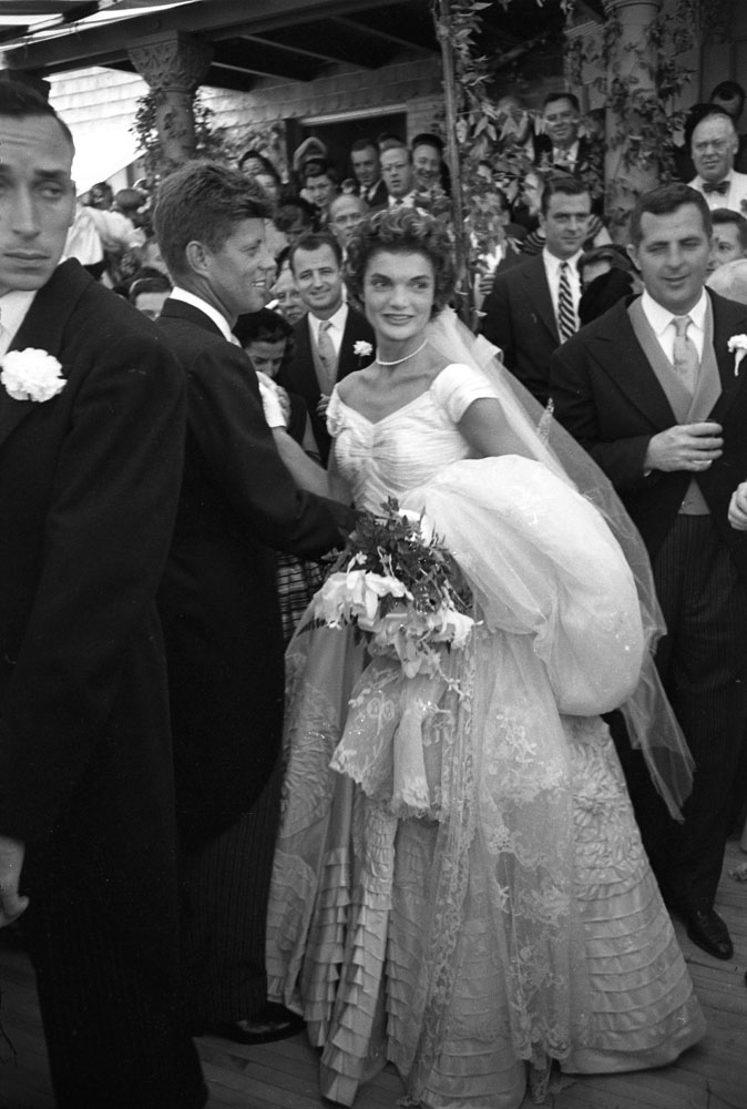 John and Jackie Kennedy on their wedding day, Newport, R.I., Sept. 12, 1953.