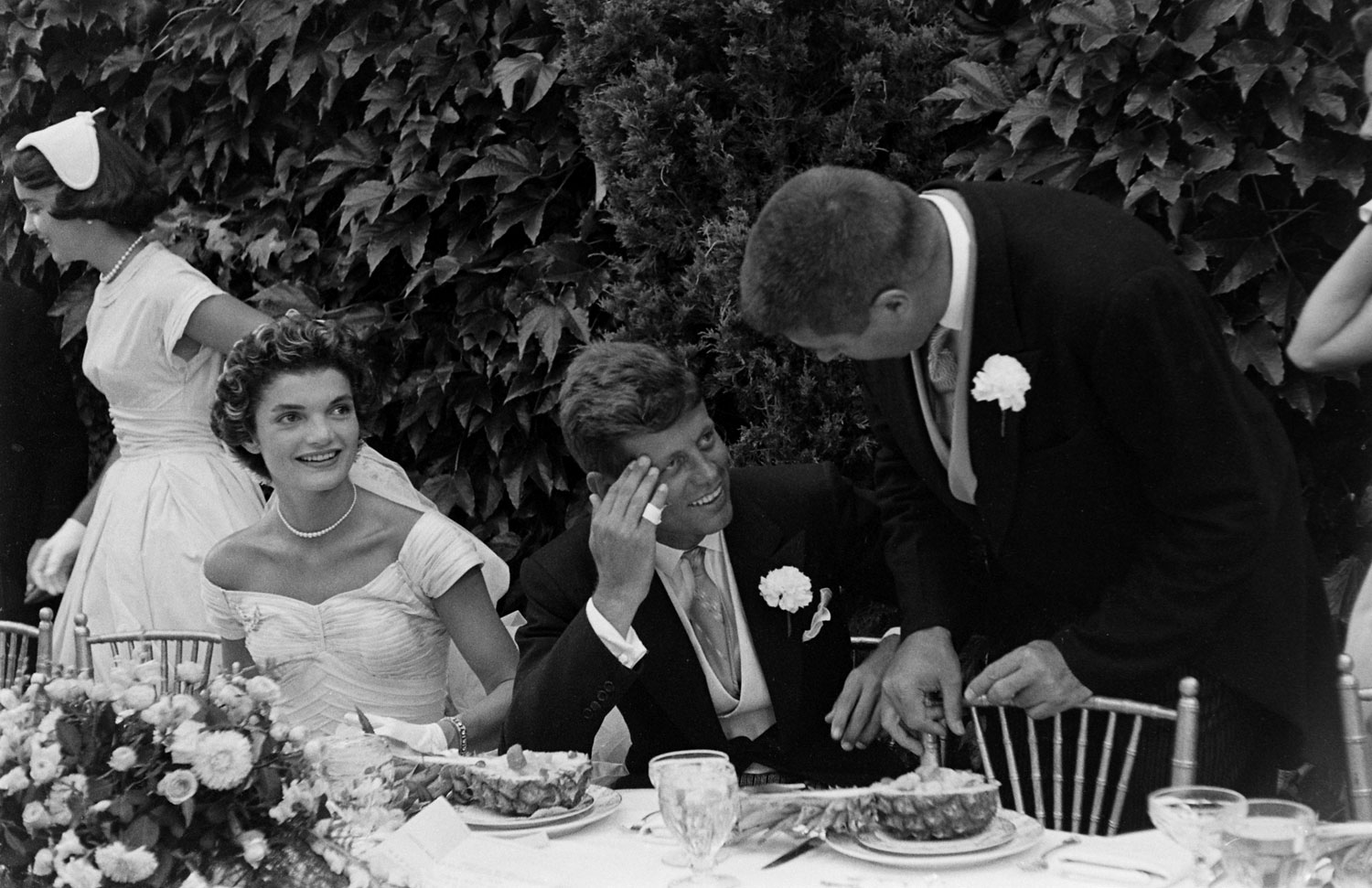 John and Jackie Kennedy on their wedding day, Newport, R.I., Sept. 12, 1953.