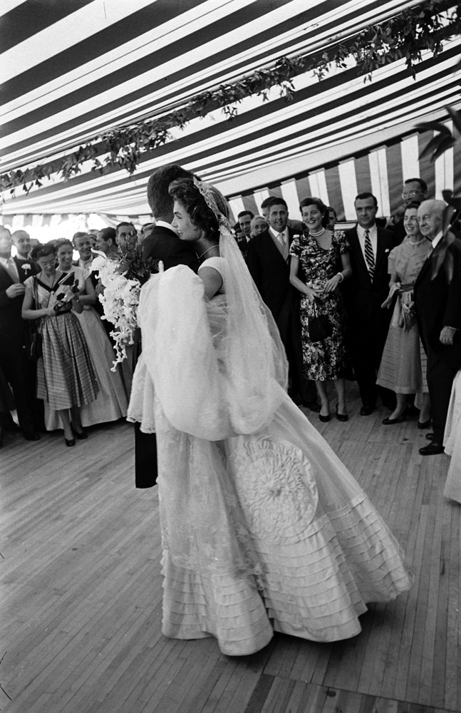 Jacqueline Kennedy dances with her husband, John F. Kennedy, at their wedding reception, Newport, R.I., Sept. 12, 1953.