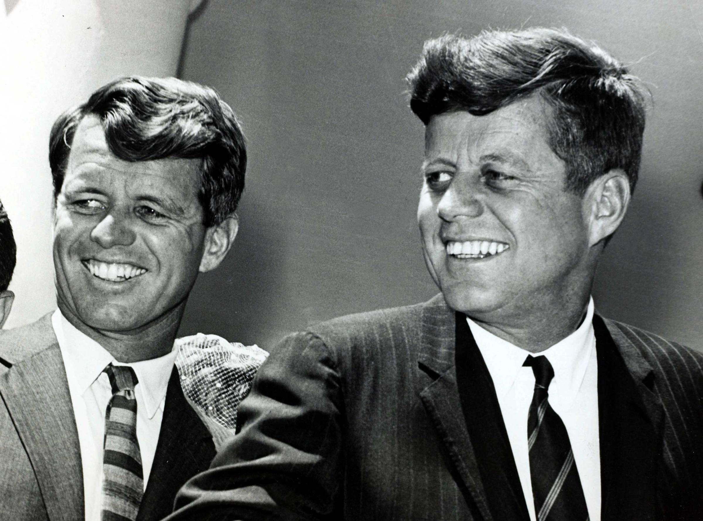 Politics Personalities. USA. pic: May 1963. Washington D.C. President John F. Kennedy, right with his brother the Attorney General Robert Kennedy. John F. Kennedy (1917-1963) became the 35th President of the United States serving 1961-1963.