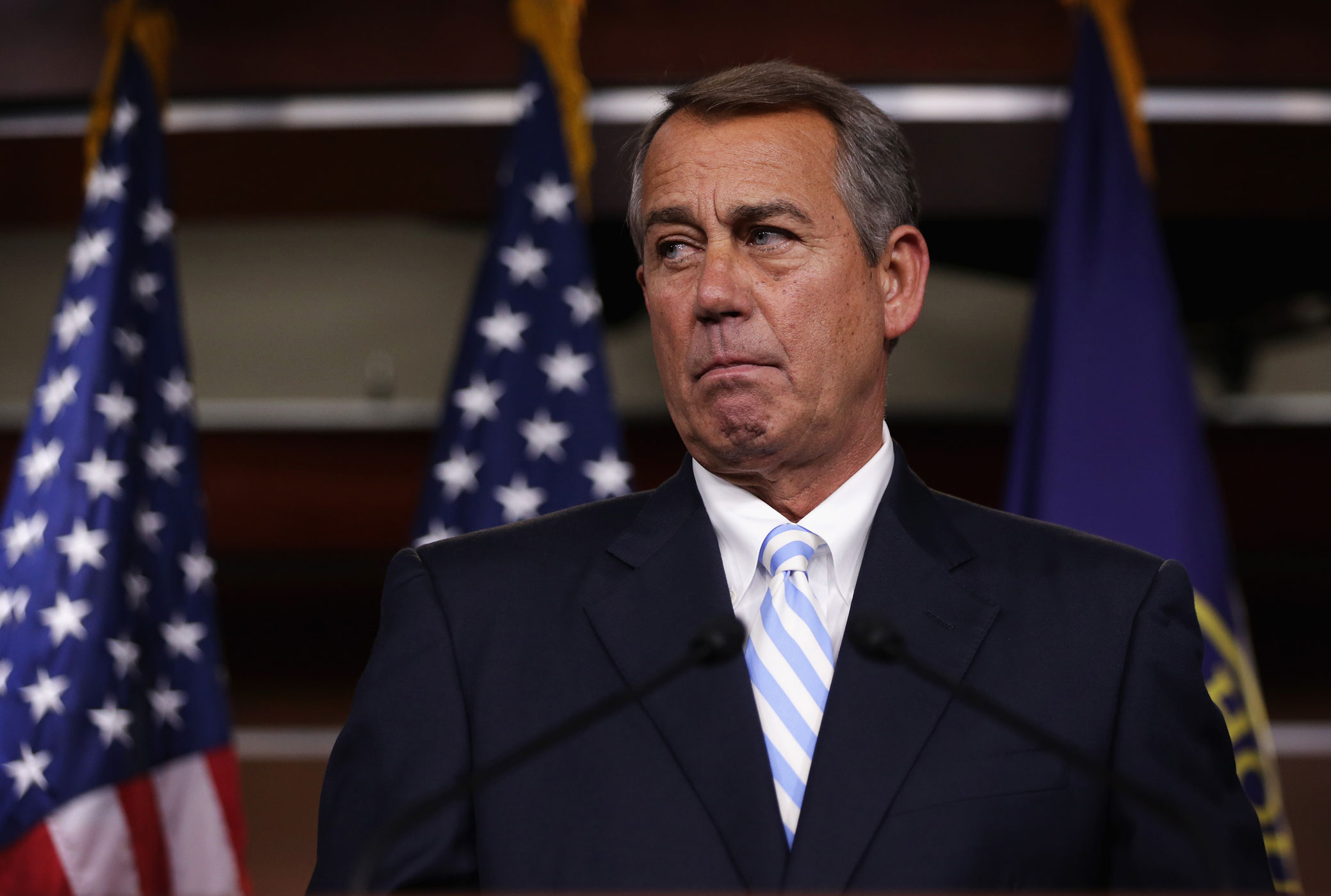 John Boehner Holds Media Briefing At US Capitol