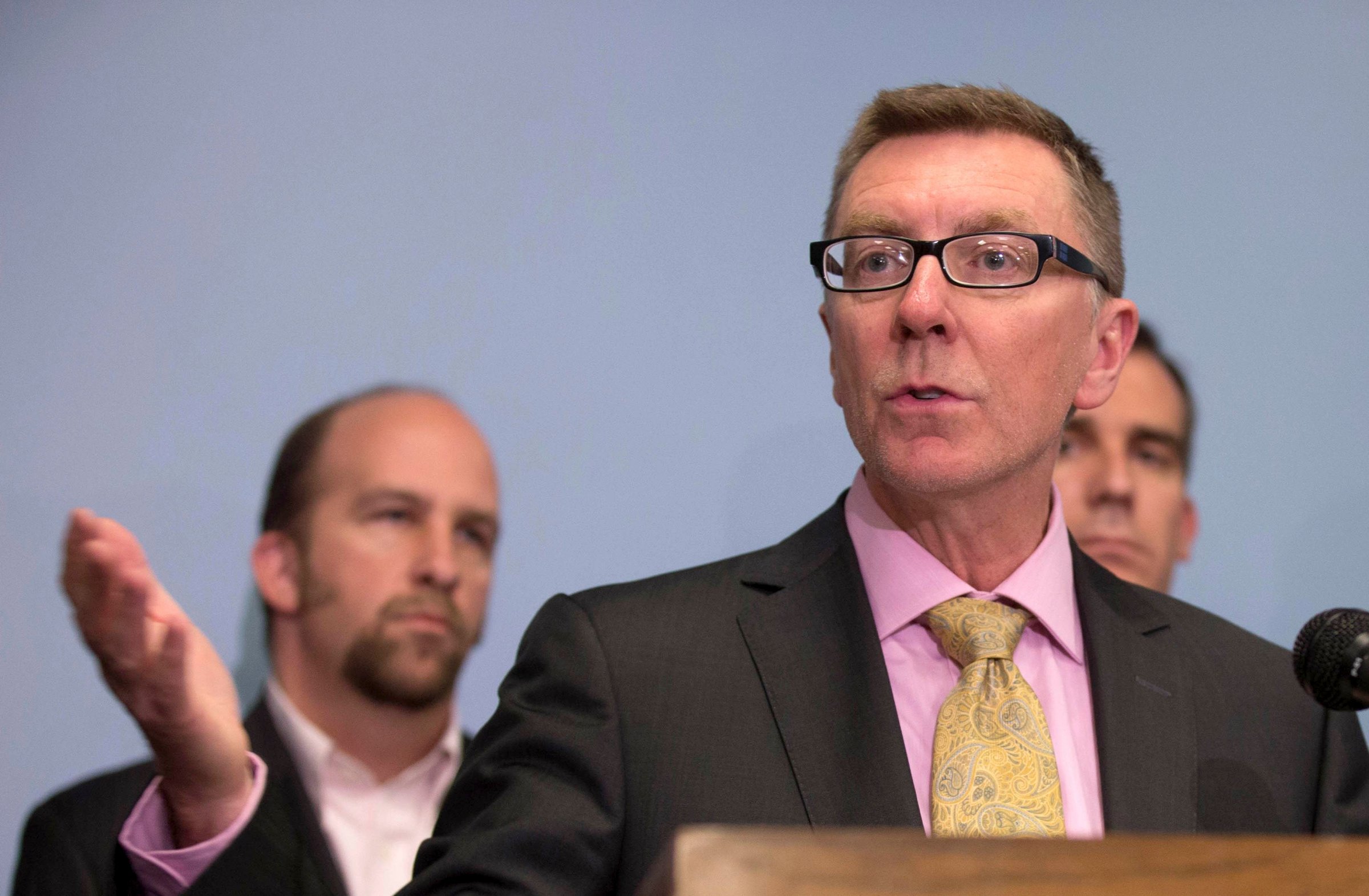 Los Angeles Unified School District Superintendent John Deasy speaks at a news conference in Los Angeles on April 11, 2014.