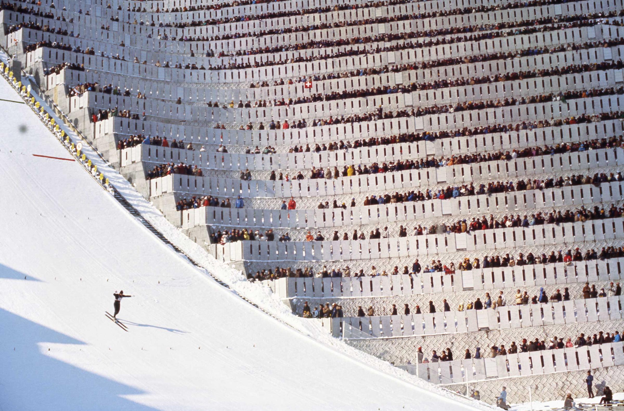 The 90-meter ski jump at the 1972 Olympics in Japan.