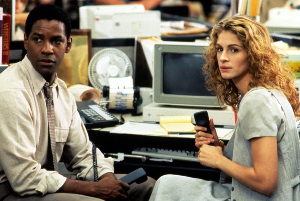 The Pelican Brief, 1993From Left: Denzel Washington as Gray Grantham and Julia Roberts as Darby Shaw