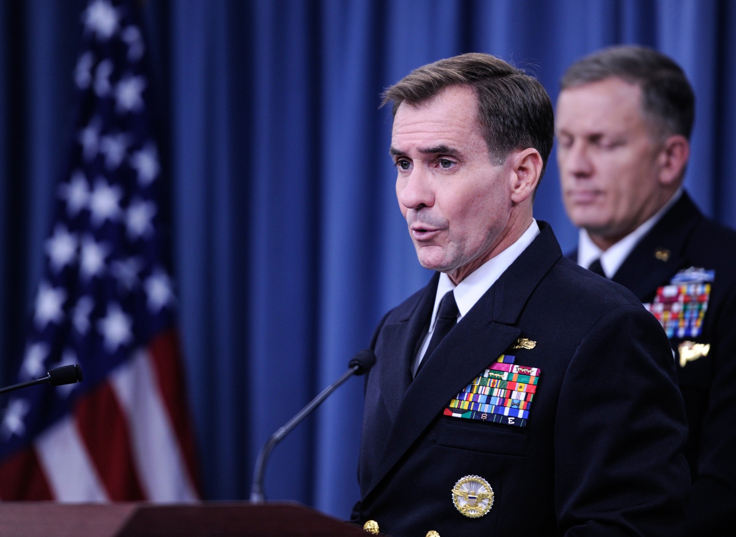 Pentagon Press Secretary John Kirby speaks during a briefing at the Pentagon in Washington on Sept. 23, 2014.