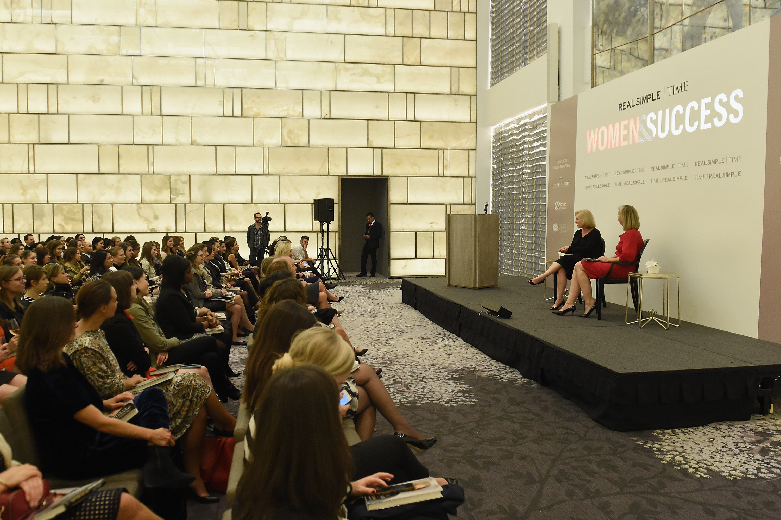 Kirsten Gillibrand and Nancy Gibbs speak at the TIME and Real Simple's Women &amp; Success event at the Park Hyatt on Oct. 1, 2014 in New York City. (Larry Busacca&mdash;Getty Images for Time Inc.)