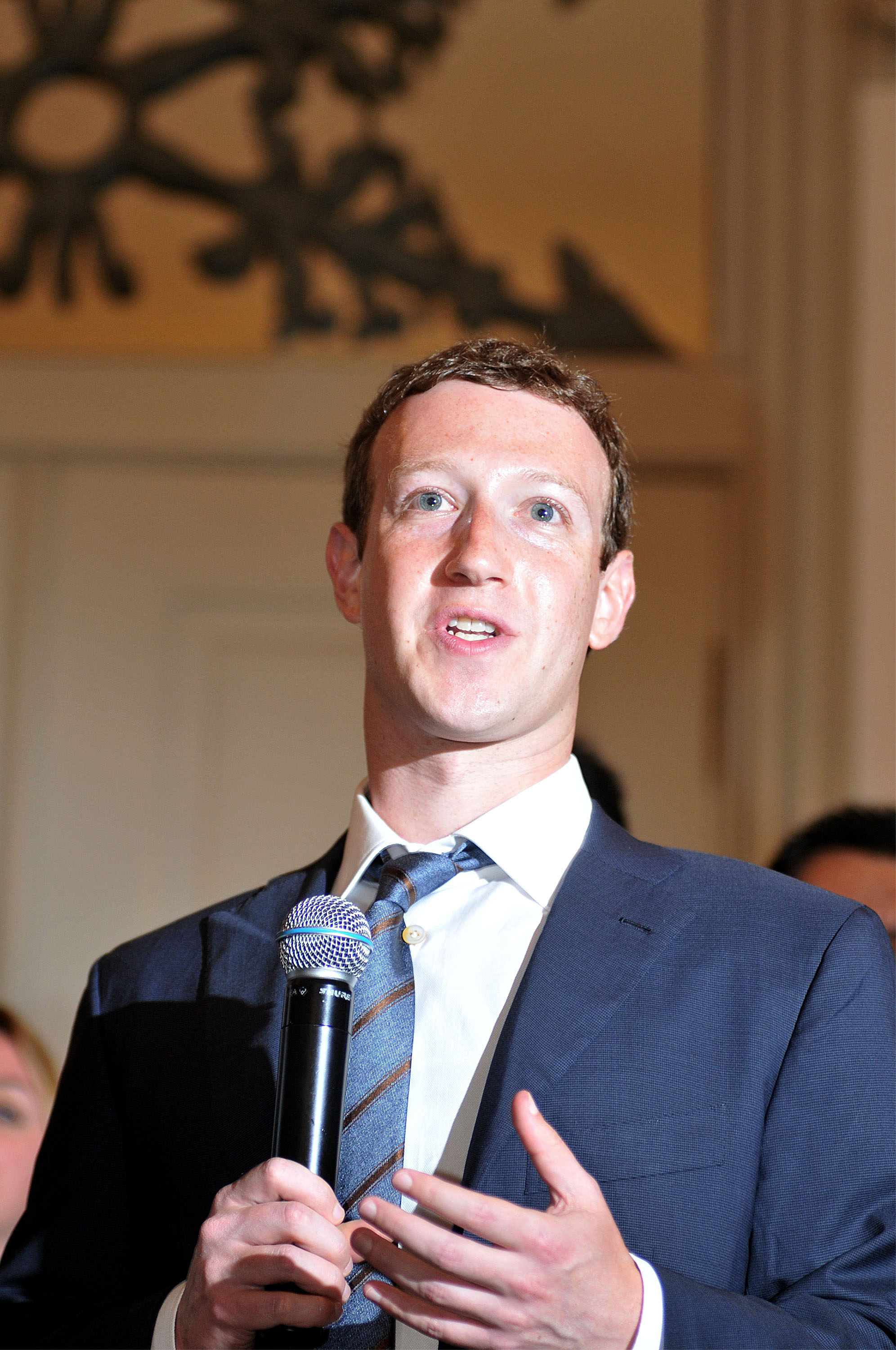 Facebook founder Mark Zuckenberg speaks to media after the meeting with Indonesian President-elect Joko Widodo in Jakarta, Indonesia on October 13, 2014.