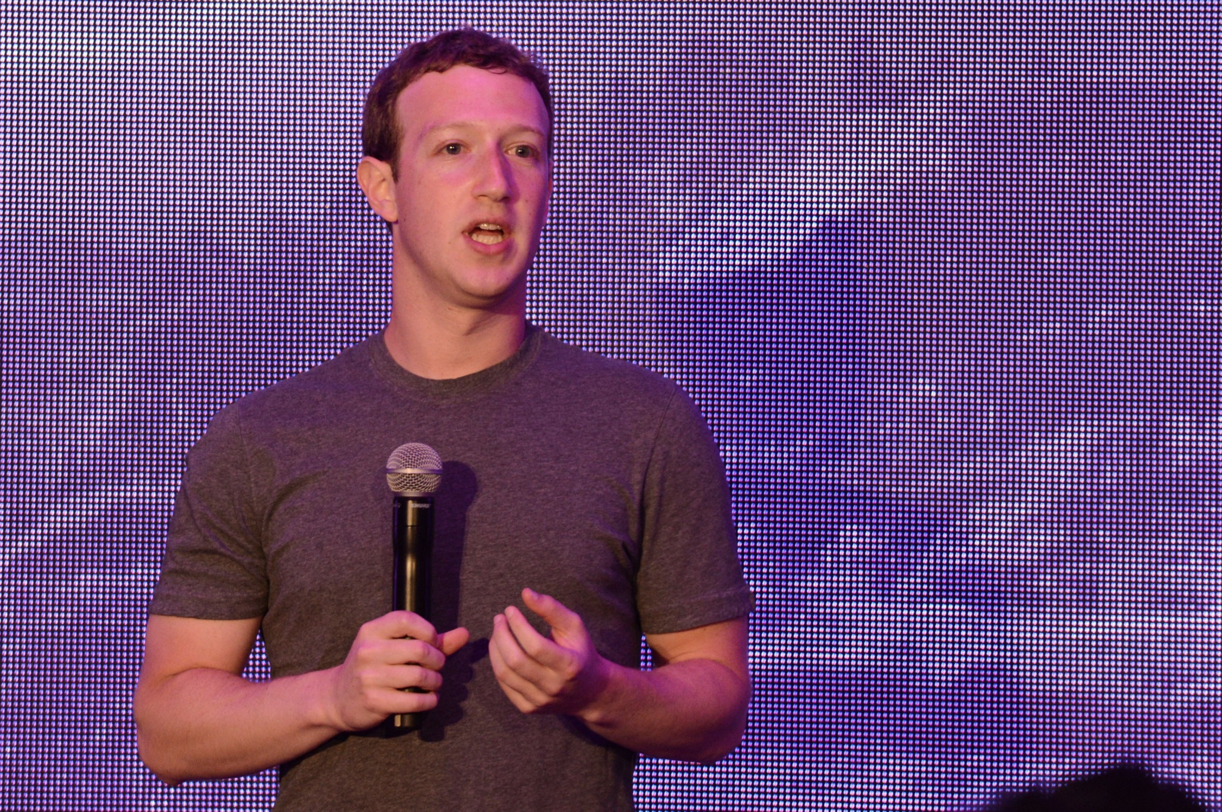 Facebook founder Mark Zuckerberg delivers a speech in Jakarta on October 13, 2014.