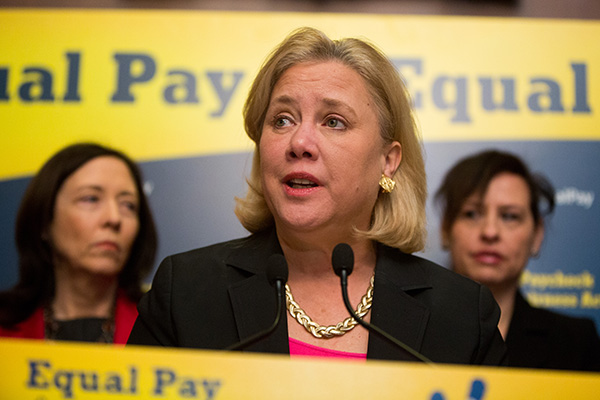 U.S. Sen. Mary Landrieu (D-LA) speaks during a press conference to urge Congress to pass the Paycheck Fairness Act, on Capitol Hill on April 1, 2014 in Washington, DC.