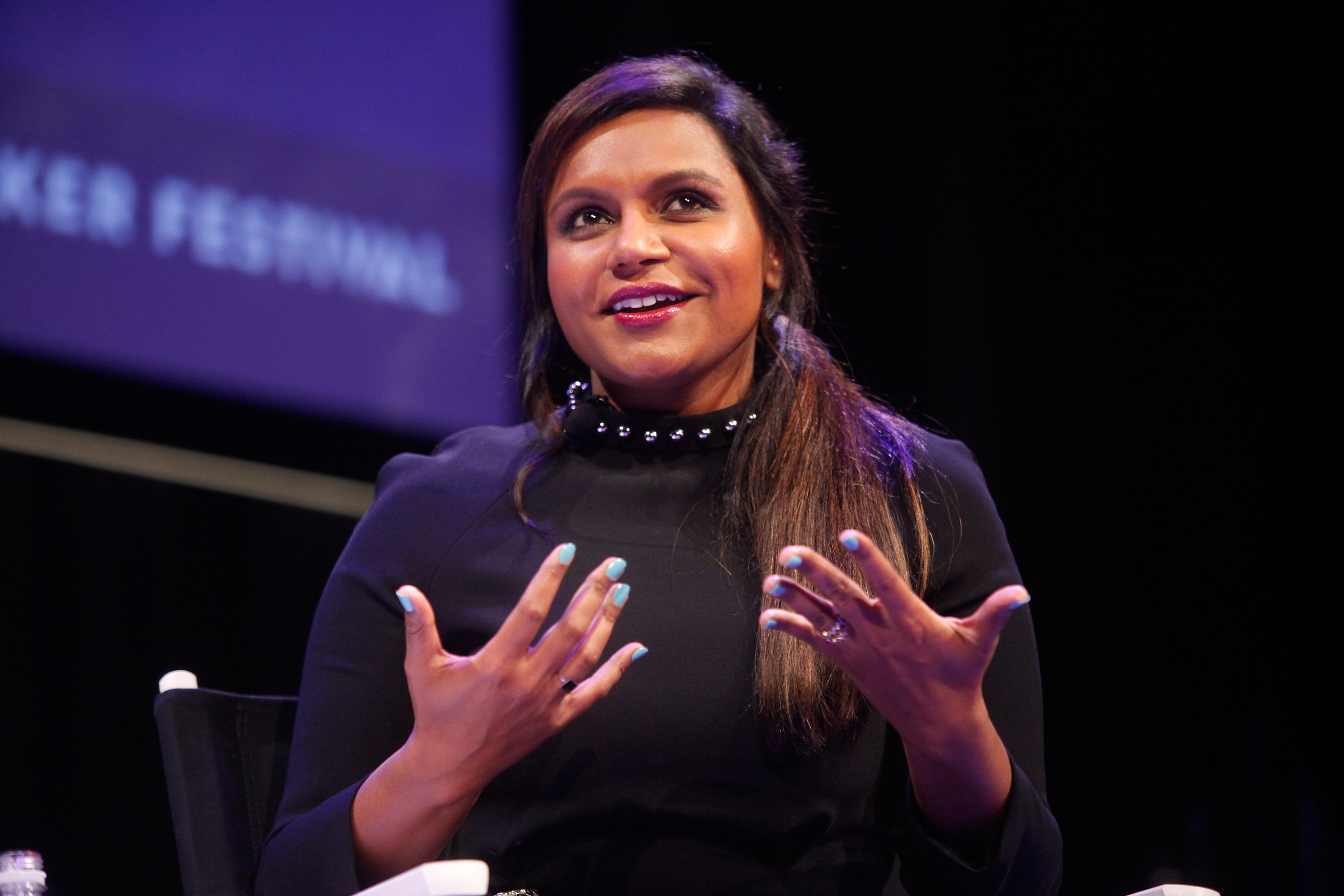 Mindy Kaling participates in a conversation with New Yorker television critic Emily Nussbaum during the New Yorker Festival on Oct. 11, 2014 in New York City. (Thos Robinson—Getty Images)