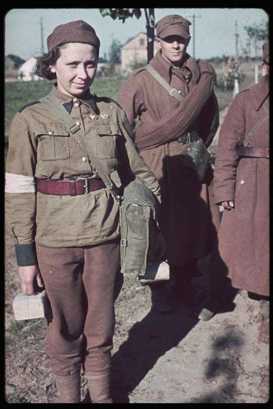 Polish soldiers and a Red Cross nurse captured during the invasion of Poland, 1939.