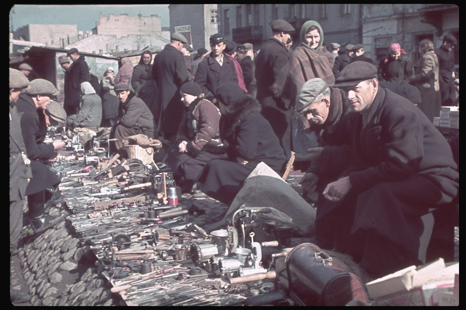 Flea market in post-invasion Warsaw Ghetto, 1940.