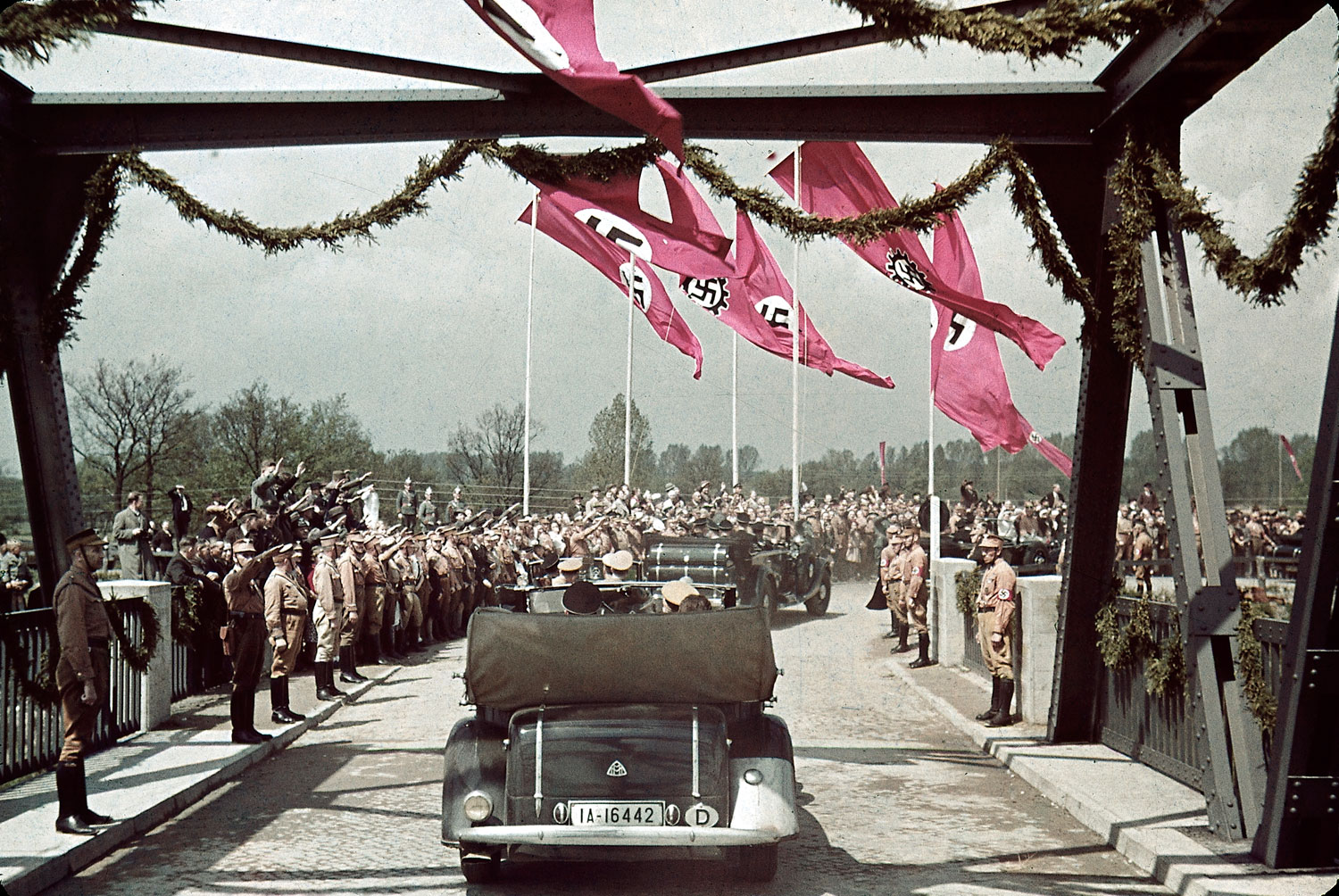 Nazi officials on their way to Fallersleben Volkswagen Works cornerstone ceremony, 1938.