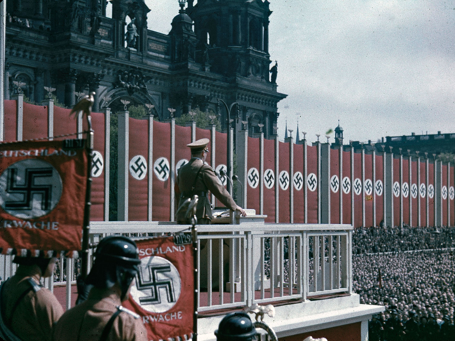 Adolf Hitler speaking at the Lustgarten, Berlin, 1938.