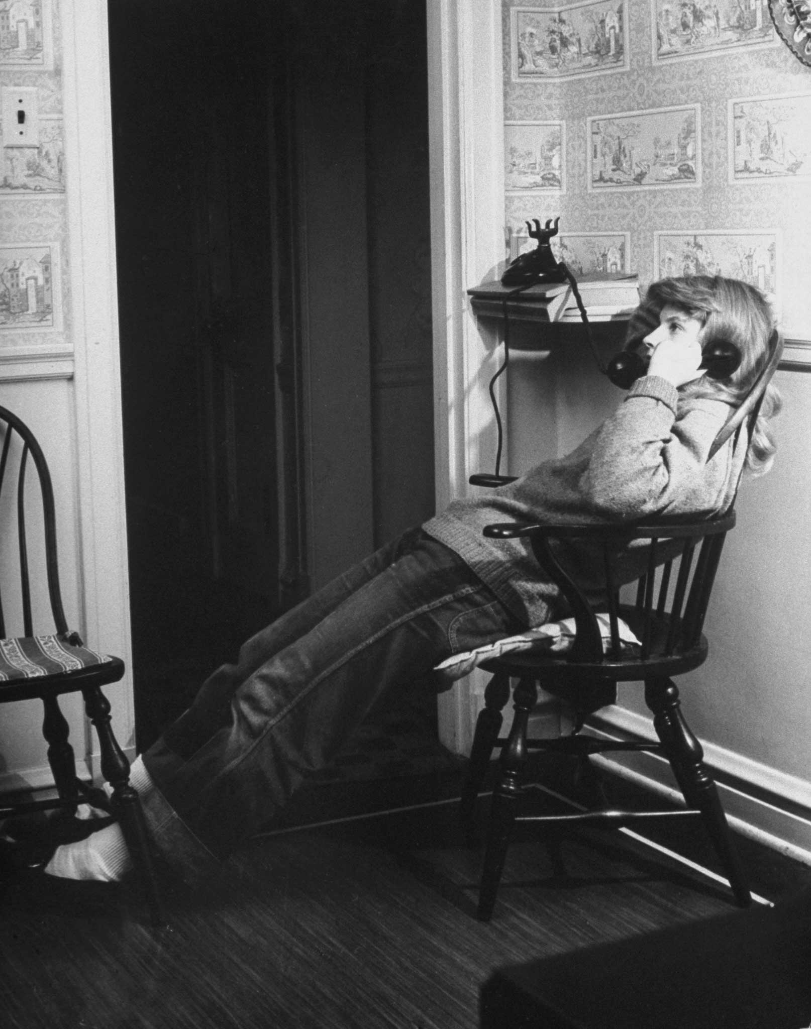 One of a series of pictures from the Dec. 11, 1944, issue of LIFE depicting a teenage girl on the phone.