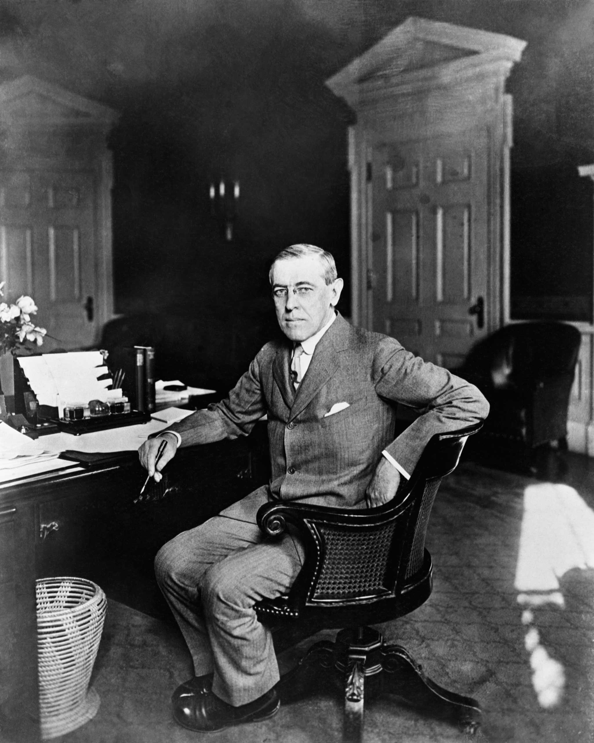 President Woodrow Wilson in the Oval Office