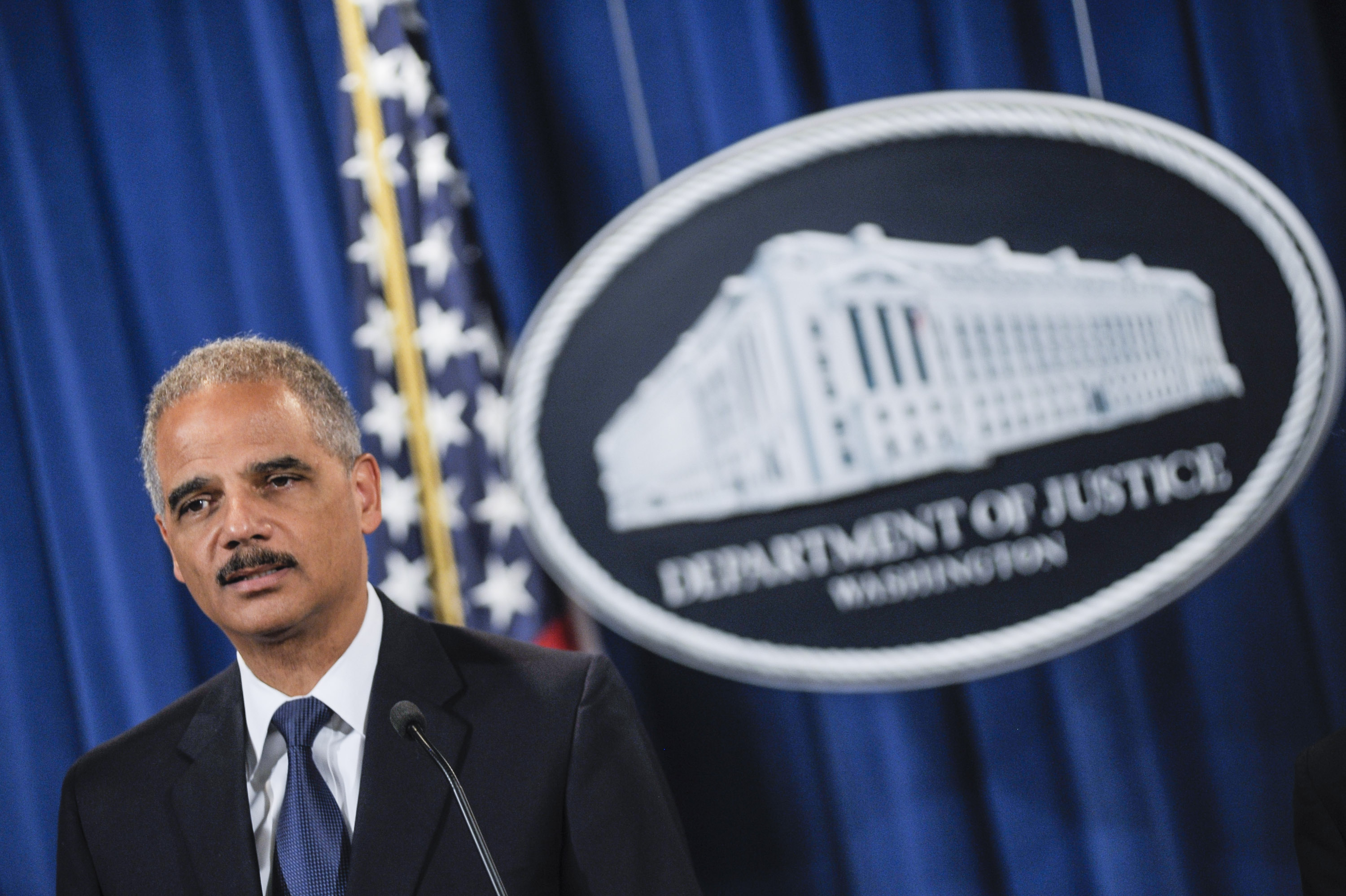 U.S. Attorney General Eric Holder speaks during a press conference announcing Department of Justice plans to sue North Carolina over Voter ID regulations at the Department of Justice on September 30, 2013 in Washington, D.C. (Kris Connor&mdash;Getty Images)