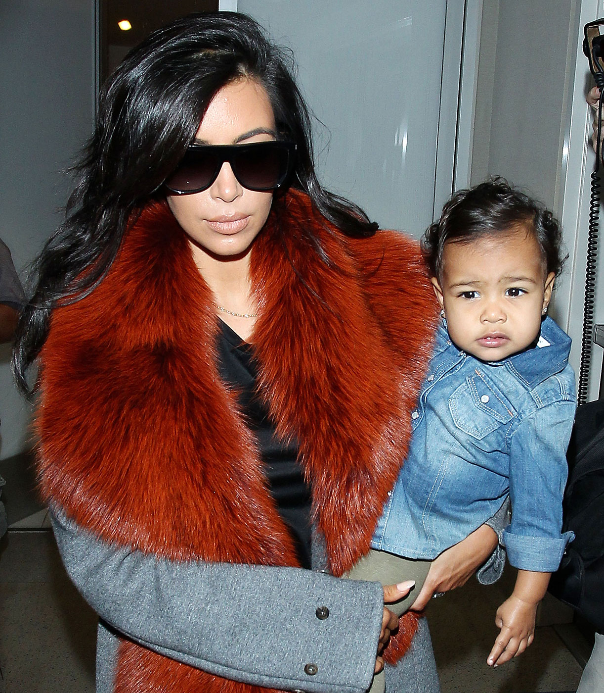Kim Kardashian and baby North West at the Los Angeles International Airport ***NO DAILY MAIL SALES***