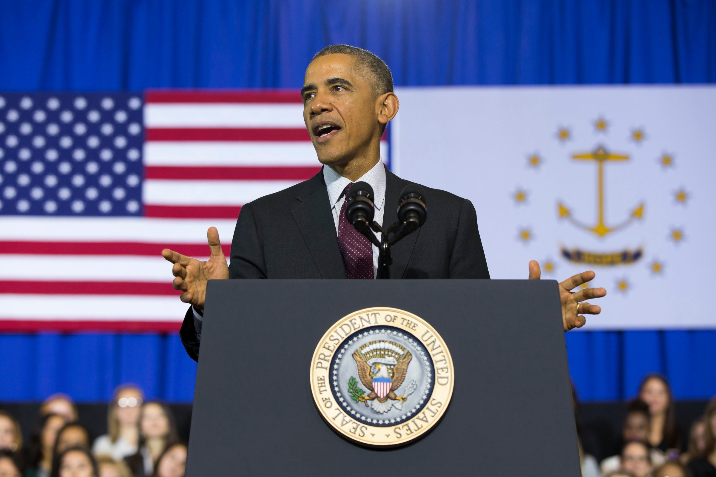President Barack Obama speaks about the economy at Rhode Island College in Providence, R.I. on Oct. 31, 2014.