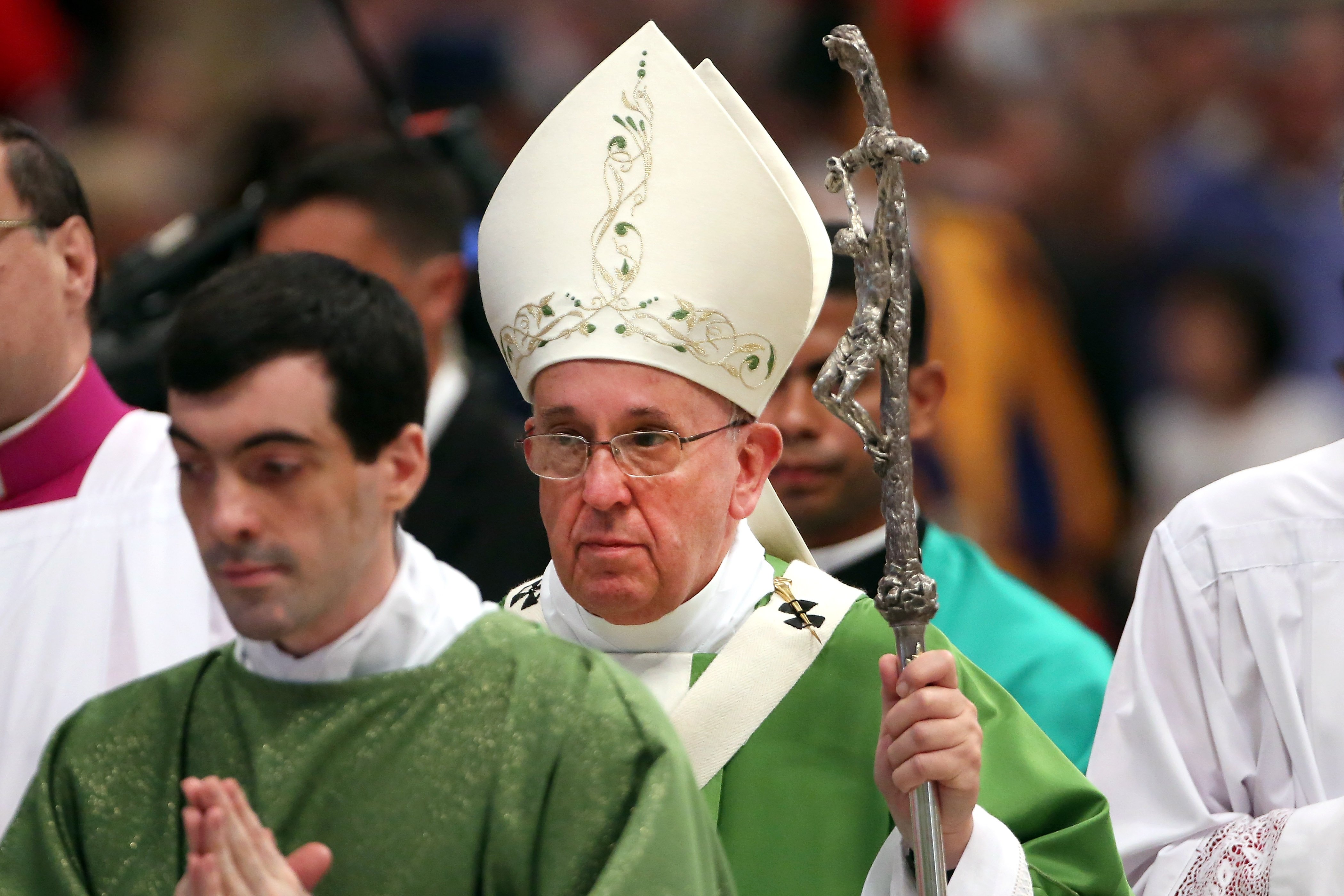 Pope Francis attends the Opening Mass of the Synod of Bishops in St. Peter's Basilica on Oct. 5, 2014 in Vatican City. (Franco Origlia—Getty Images)