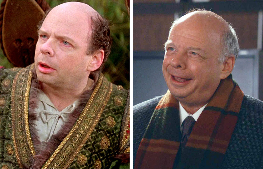 Left, Wallace Shawn as Vizzini in The Princess Bride, 1987; At right, Wallace Shawn as Charles Lester on The Good Wife, 2014.