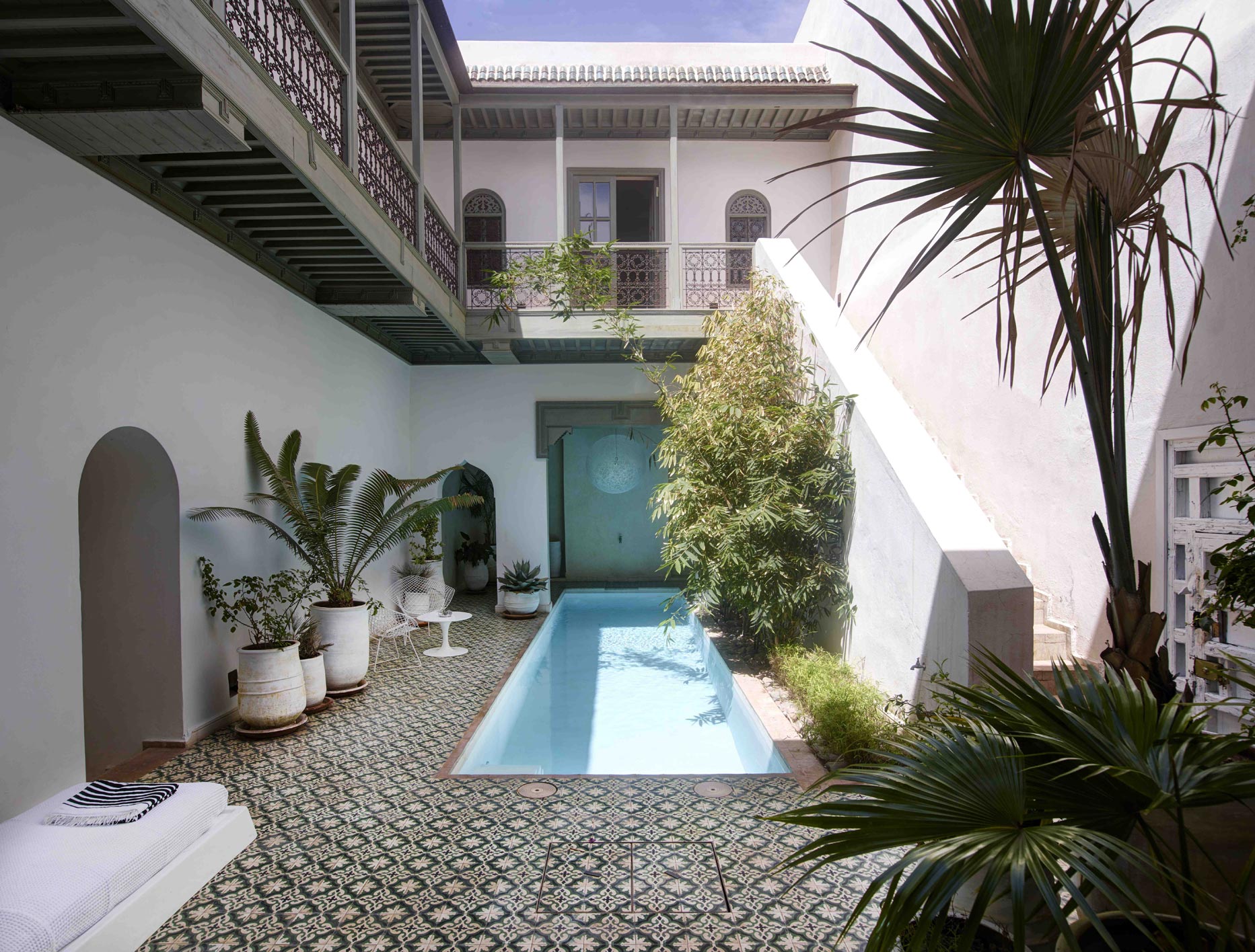 Riad Mena, Marrakech, Morocco Surrounded by narrow, bustling streets and quintessentially Moroccan stone alleyways, Riad Mena stands discreetly on the eastern edge of Marrakech’s legendary Medina. Art pundit Philomena Schurer Merckoll took three years to transform the traditional Moroccan house - originally a private residence - into a sleek five-room lodging, featuring polished, modern interiors by local designer Romain Michel-Ménière, interspersed with traditional gems such as vintage kilims, original tiles and leather poufs. Unwind in a traditional hammam or sit under the stars on the terrace where vegetable tagines, couscous and teas are served to a backdrop of old movies. The hotel also boasts a permaculture farm. Located just outside the city in Ourika Valley, two small guesthouses, a hammam and natural swimming pool will be available by the end of the year.
                              
                              Riad Mena, 73 Derb J´Did (off Place Douar Graoua); Riadmenaandbeyond.com; Rates from €140
