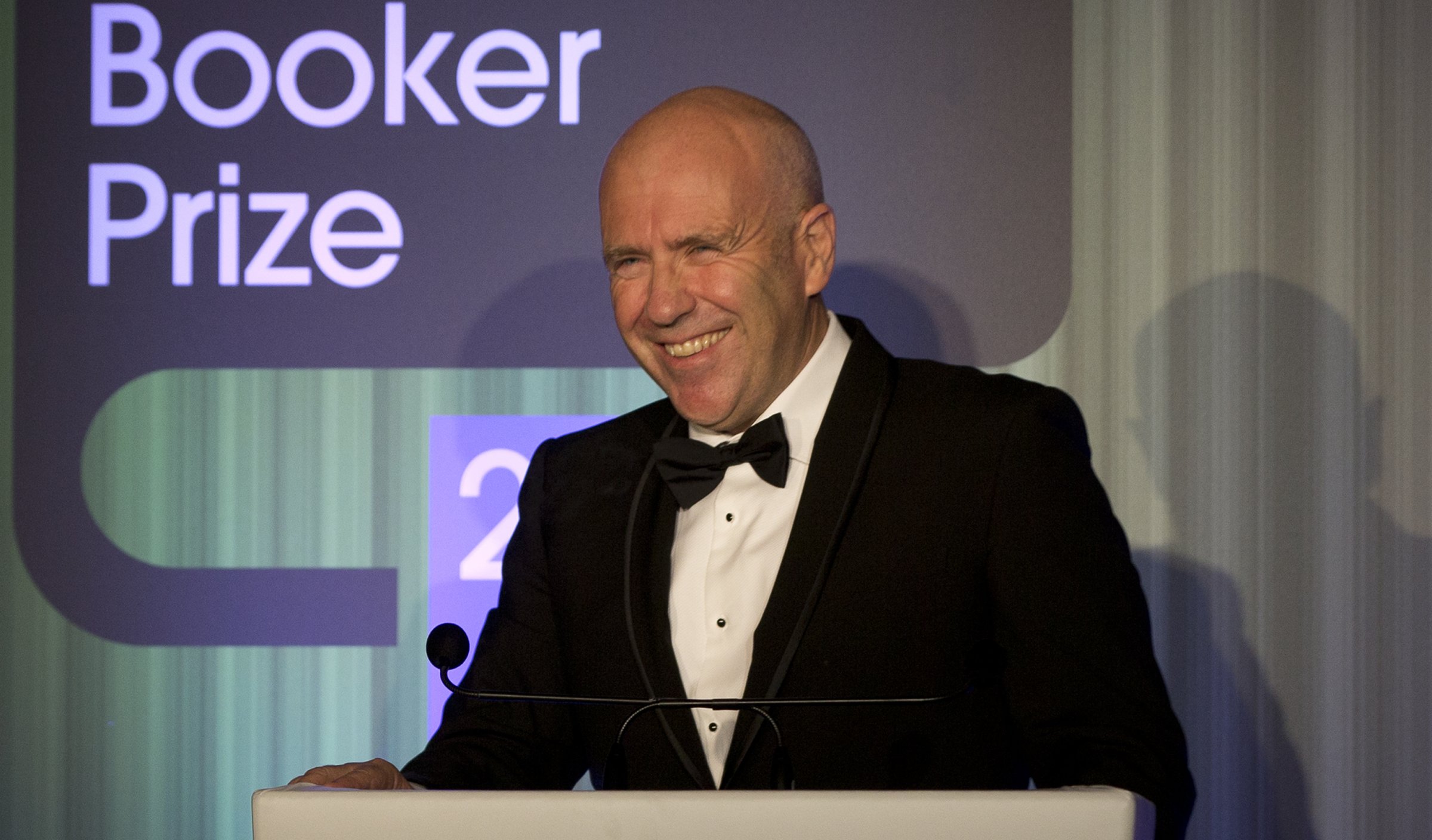 Australian author Richard Flanagan, author of 'The Narrow Road to the Deep North' speaks after winning the prize at the awards dinner, at the Guildhall on Oct. 14, 2014 in London.