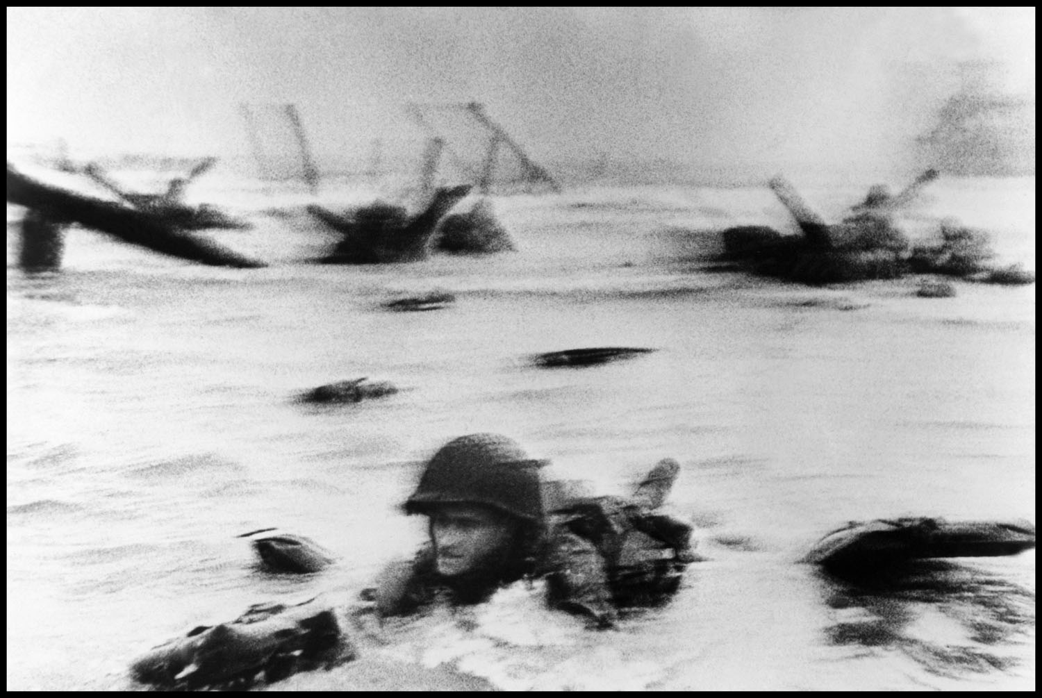 U.S. troops assault Omaha Beach during the D-Day landing, June 6, 1944, Normandy, France.