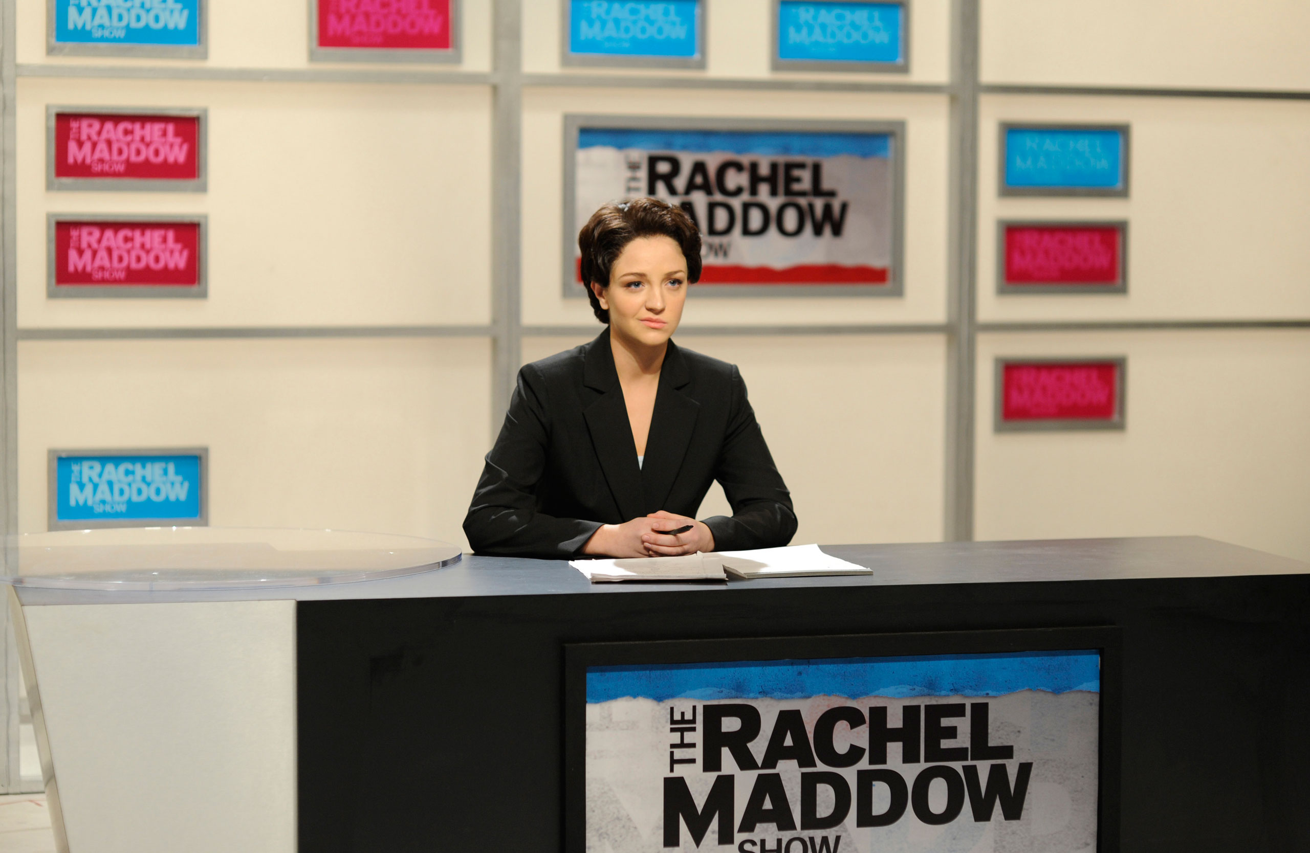 Abby Elliott as Rachel Maddow during The Rachel Maddow Show skit on Jan. 10, 2009. (NBC/Getty Images)