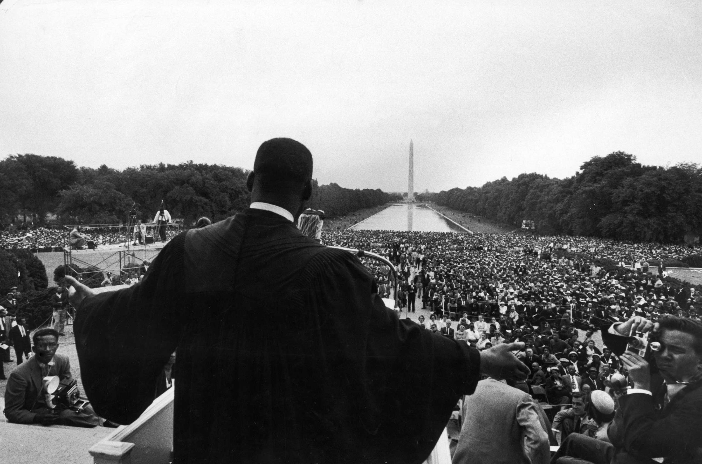 Reverend Martin Luther King Jr. speaks at the landmark Prayer Pilgrimage for Freedom in Washington, DC, one of the earliest mass rallies of the burgeoning Civil Rights Movement. Paul Schutzer took this photograph in 1957, but it did not appear in LIFE until the April 12, 1968, issue — one week after Dr. King was assassinated.